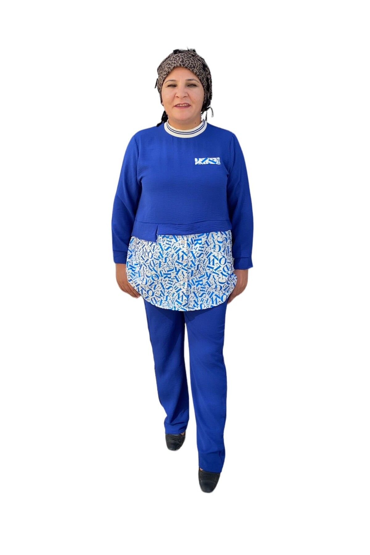 Sevda Kılınç Büyük Beden İthal Ayrobin Kumaş İkili Takım