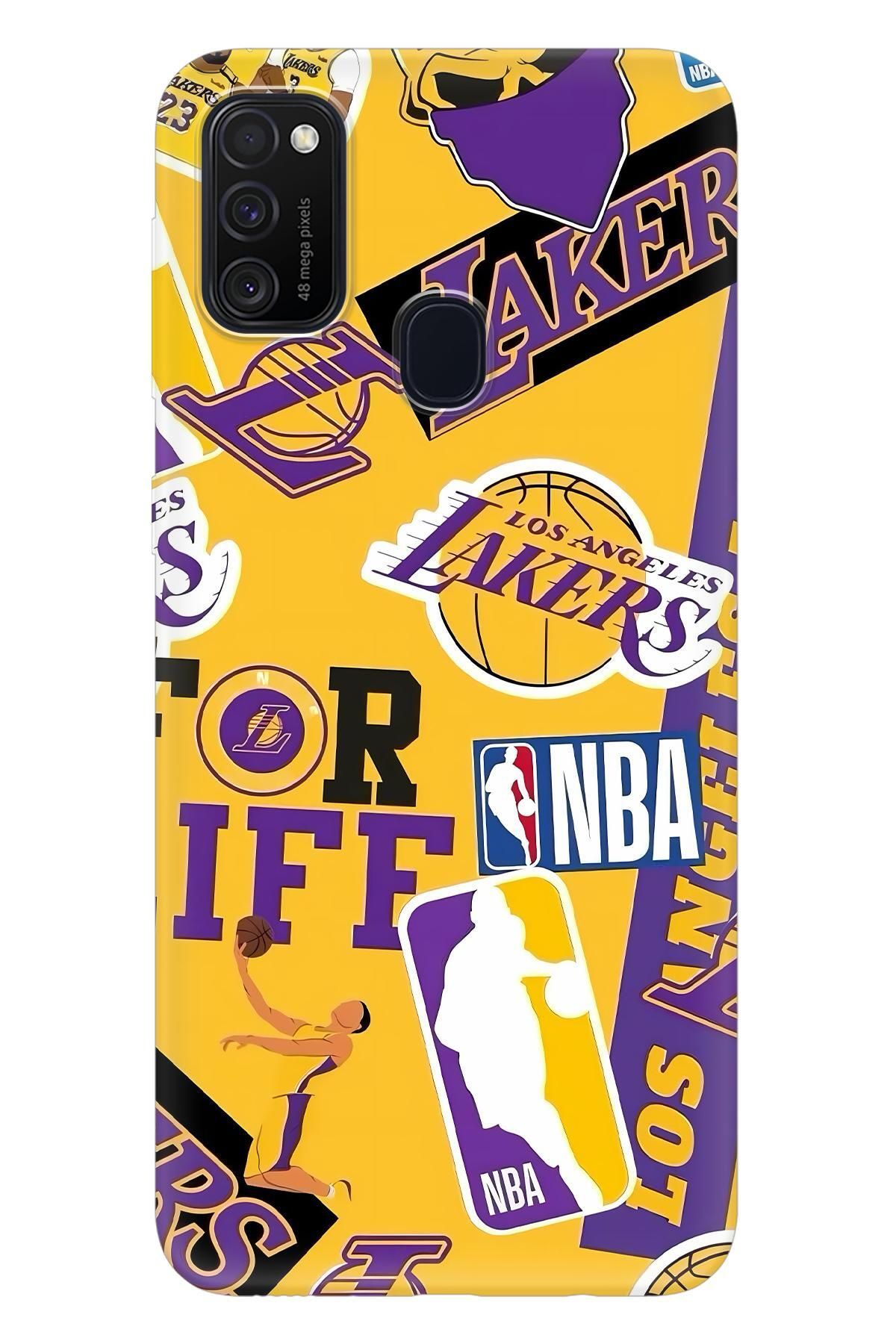 Lopard Samsung Galaxy M30S Hediyelik Kılıf Covers 16 Dlo Lakers Wallpaper Forma Sarı Mor