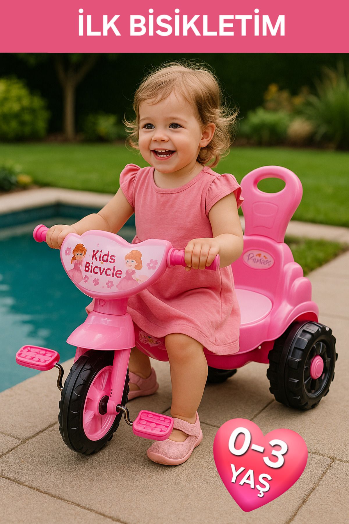 Scooter İlk Bisikletim | Pembe 3 Tekerlekli Pedallı Çocuk Bisikleti | 0-3 Yaş