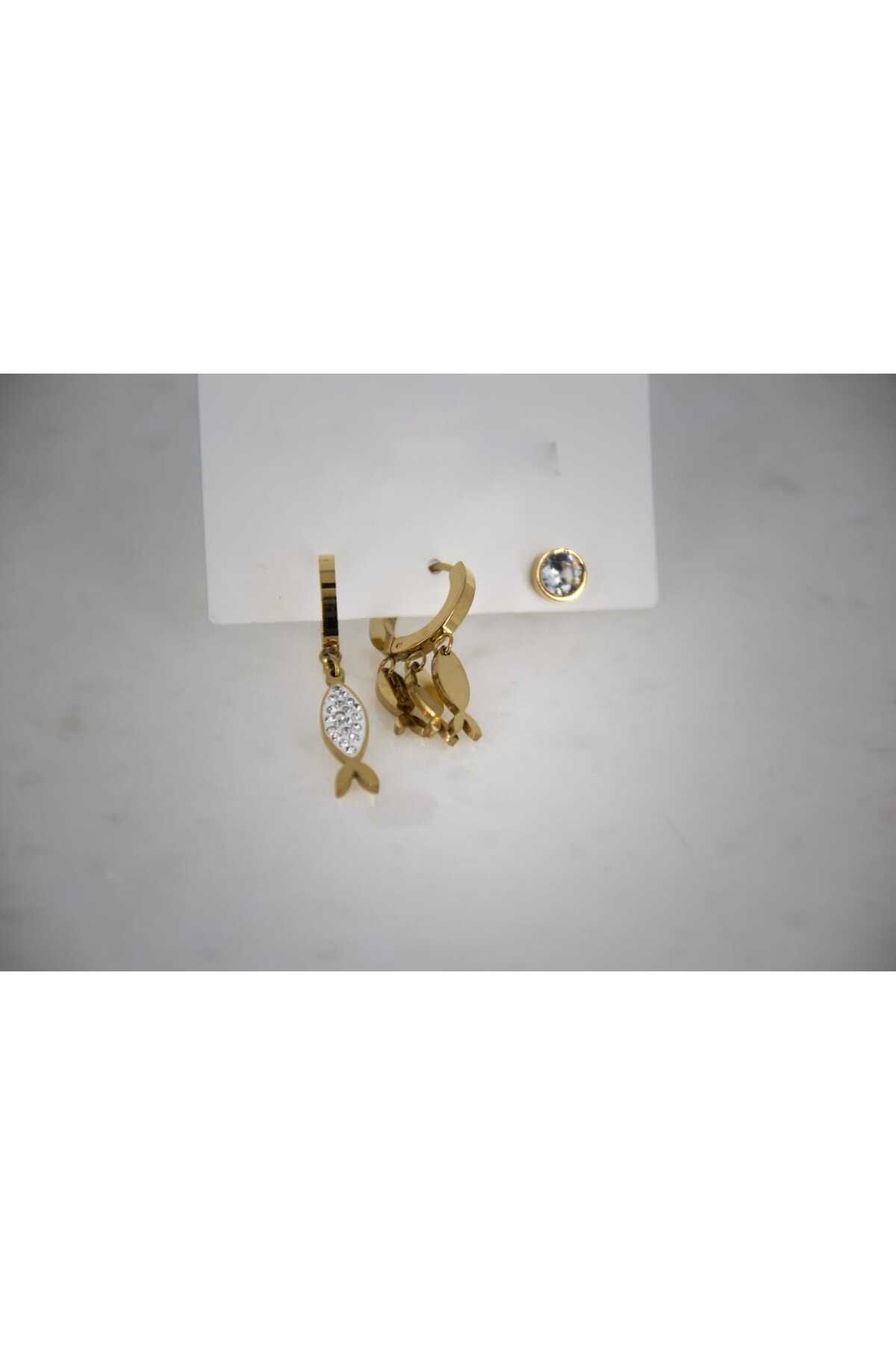 Butik balıklı küpe çelik