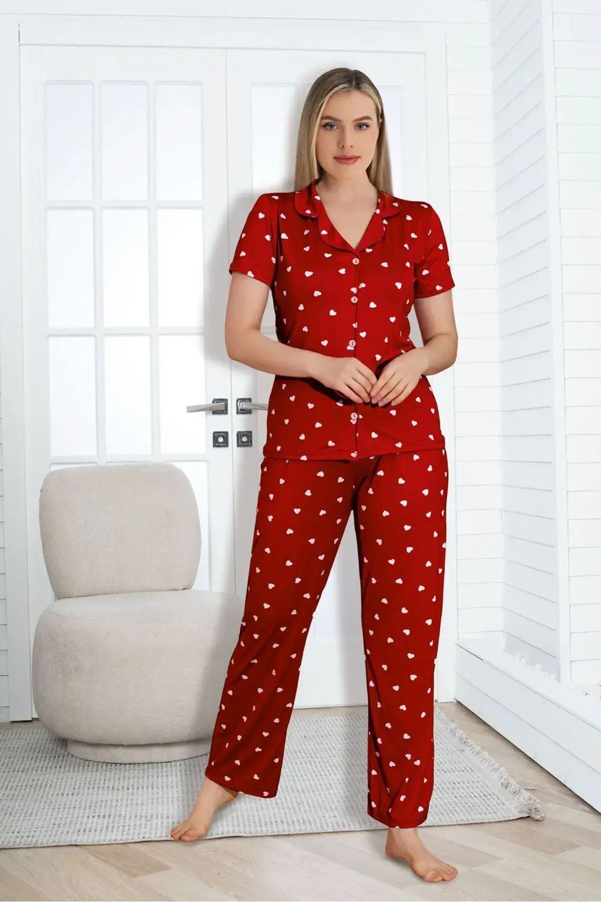 Mj Brand Kalpli Düğmeli Pijama Takımı