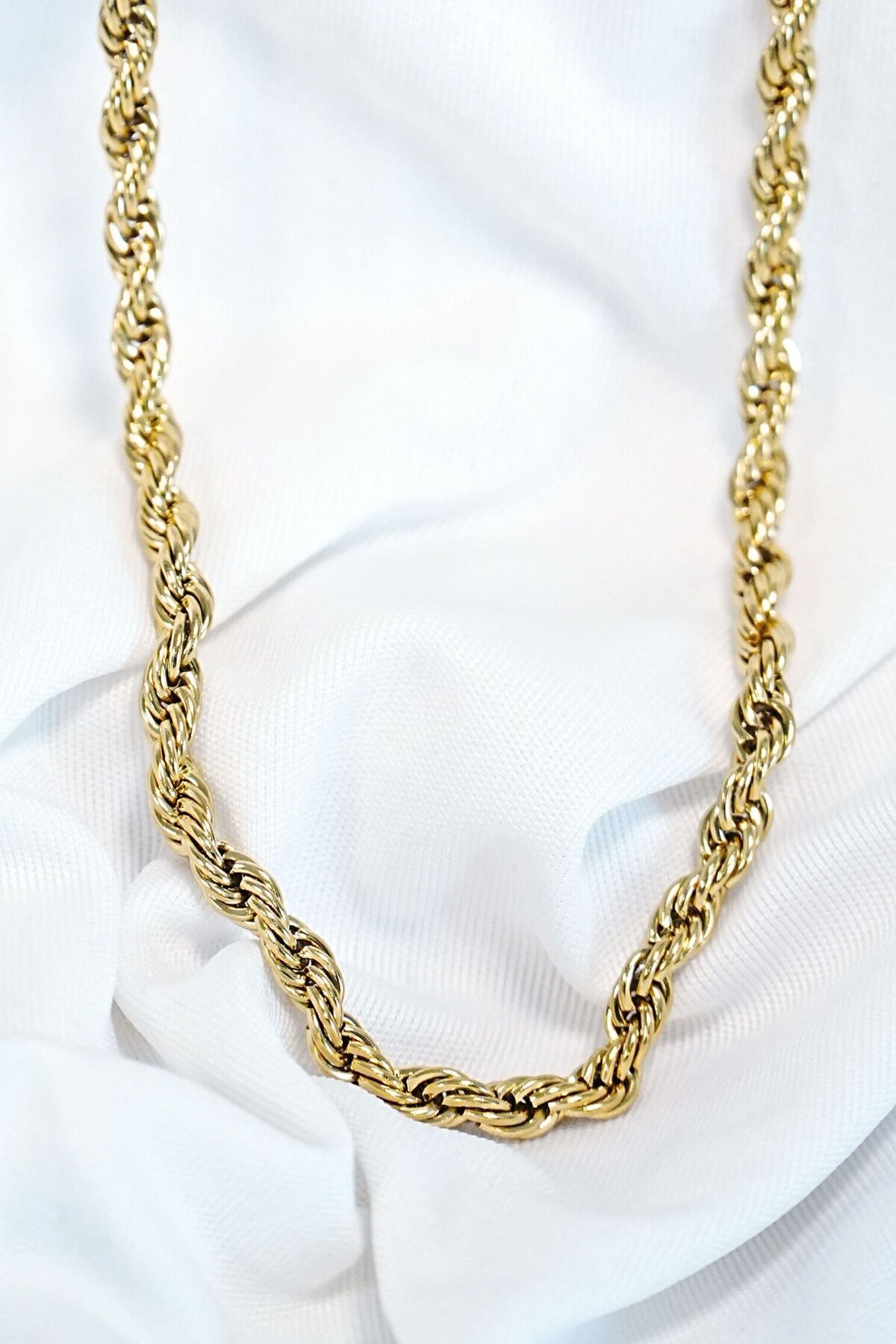 Lisinya 5mm Kalın Gold Renk Burgu Model Unisex Çelik Kolye - Lisinya