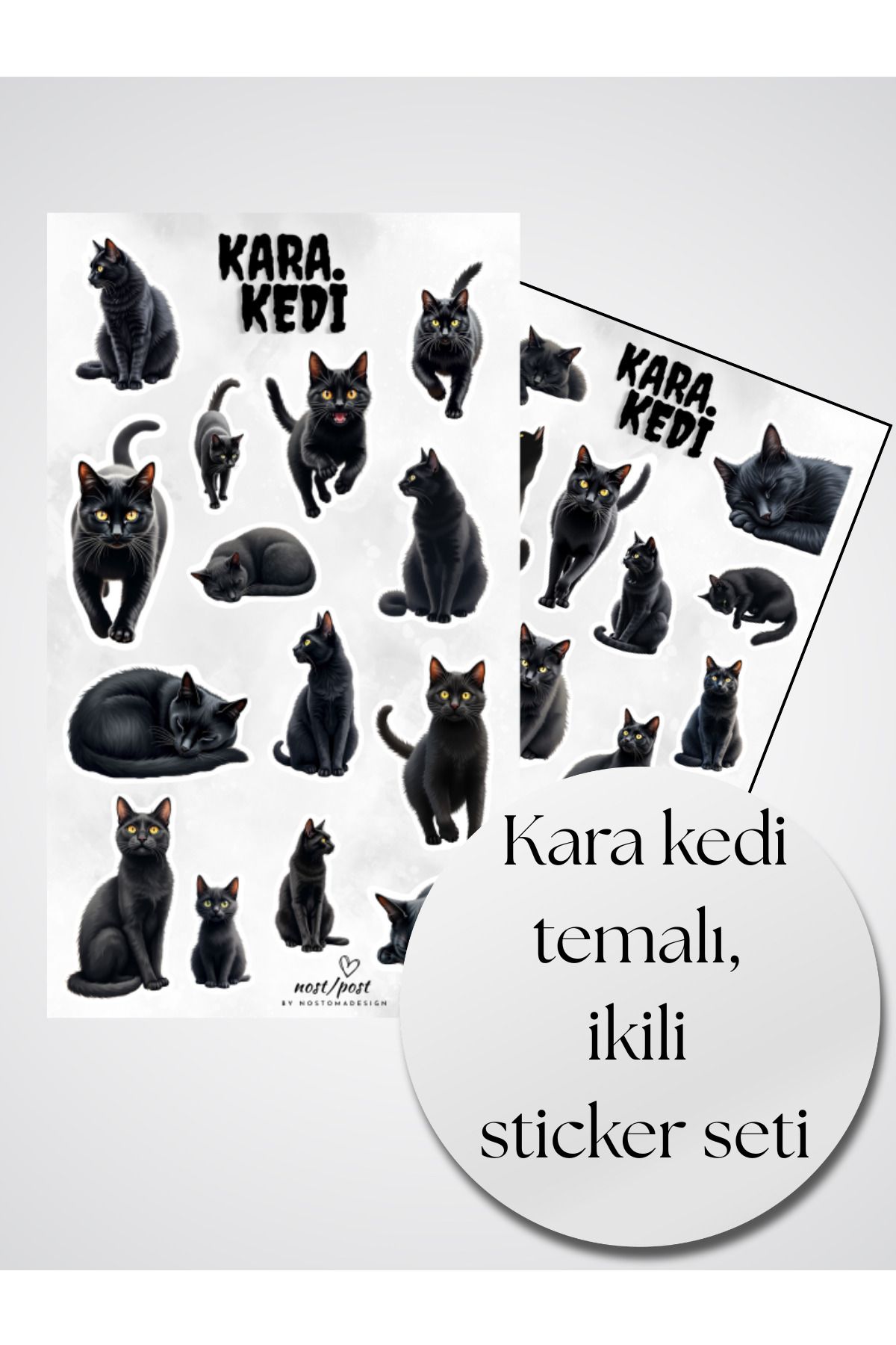 nostpost nost/post Bullet Journal Sticker Kara Kedi Temalı Sticker