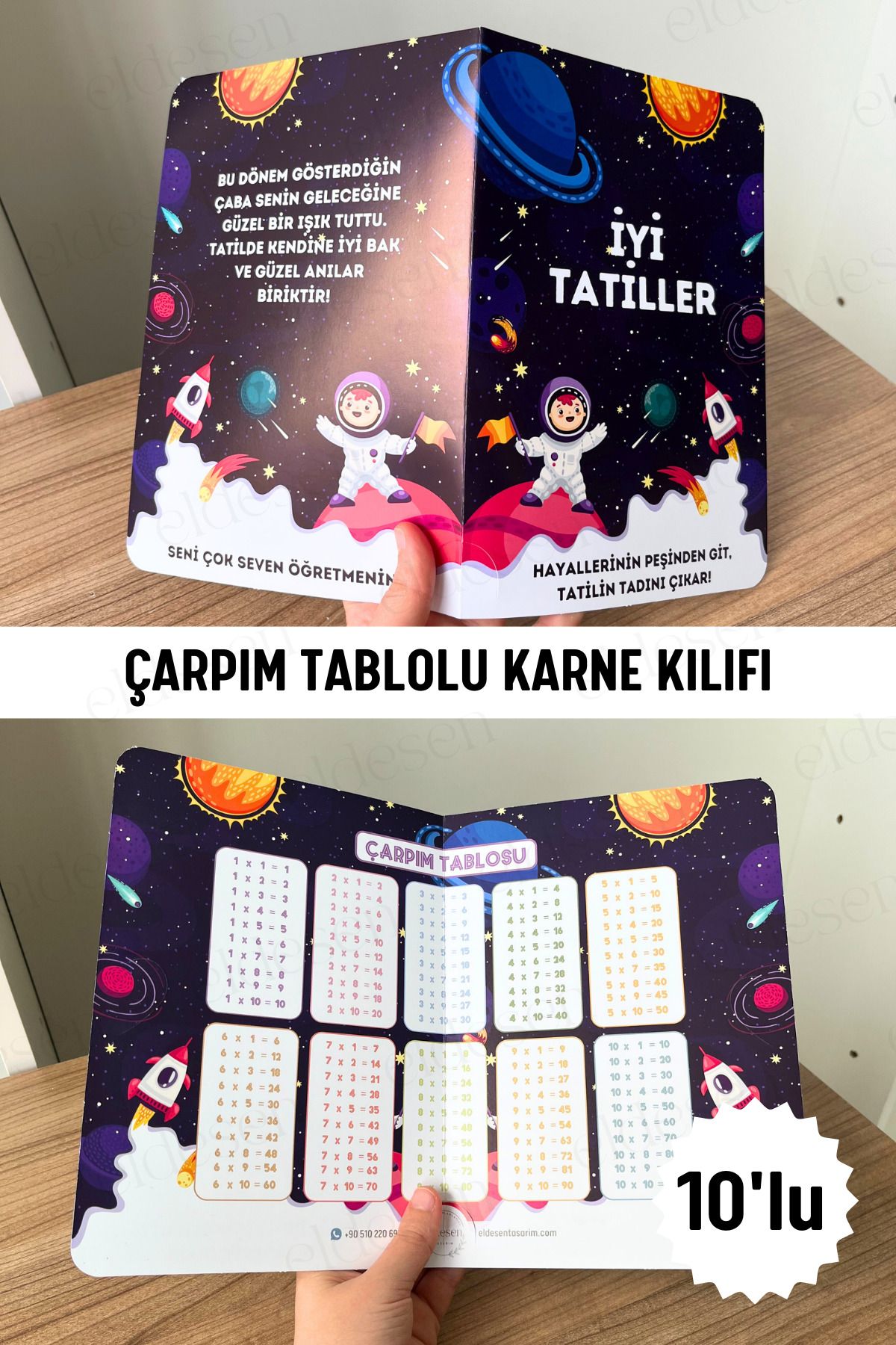 Eldesen Tasarım 10 Adet Karne Kılıfı 23x33cm Okul Mezuniyet Hediyesi Karne Hediyesi