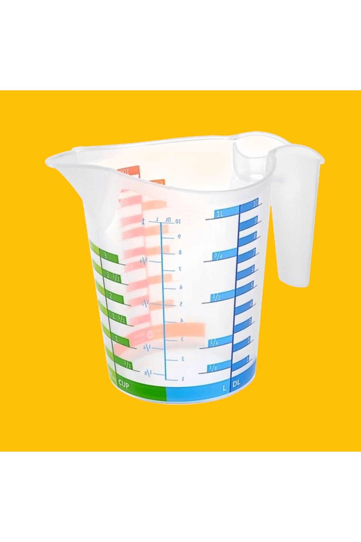 PratikAI 500 ml Renkli Dereceli Sert Plastik Mutfak Ölçü Kabı | Hassas & Dayanıklı