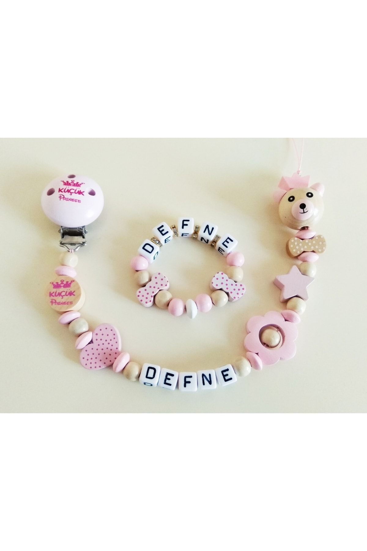 Sahi Aksesuar Isimli Emzik Zinciri Ve Emzik Askı Seti - Bebek Hediyesi