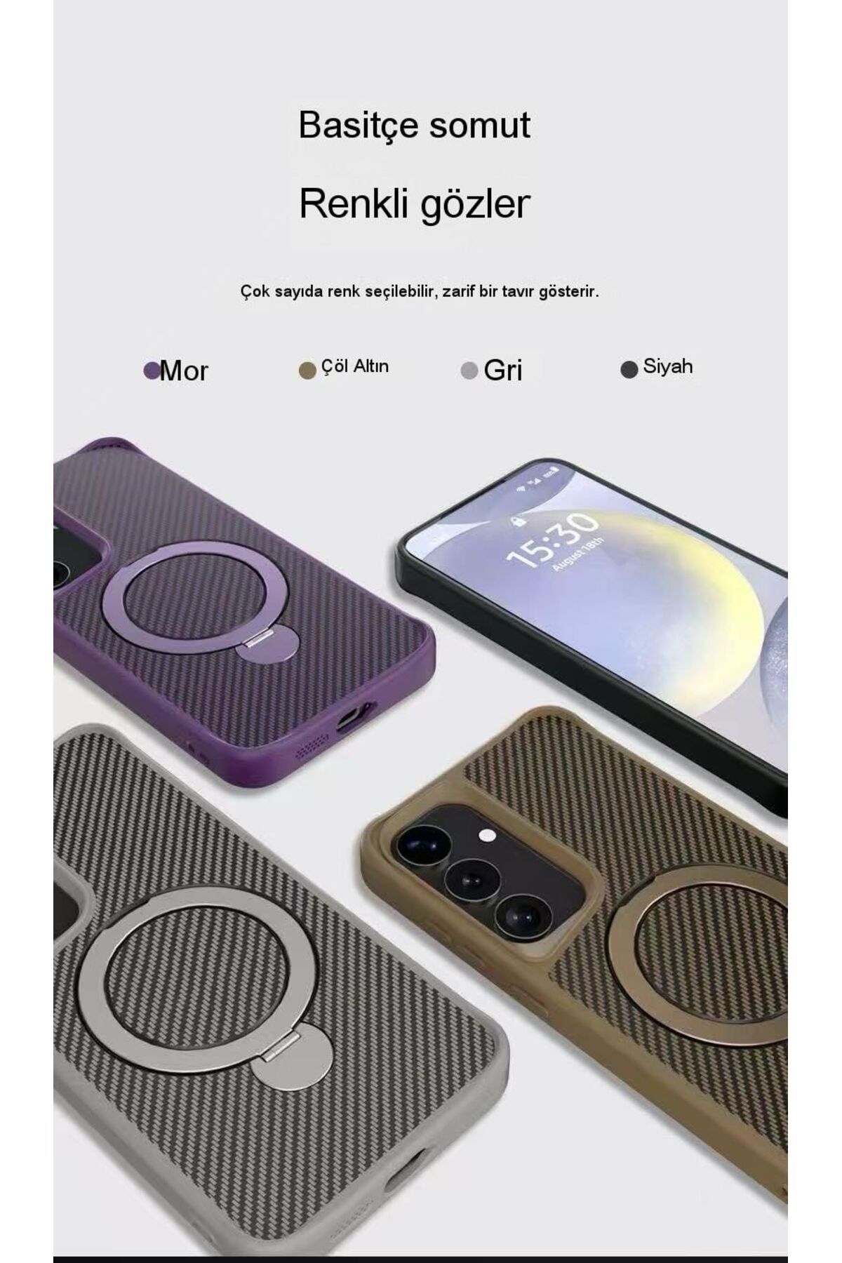 PANDATECH Samsung S24 uyumlu karbon stantlı kılıf