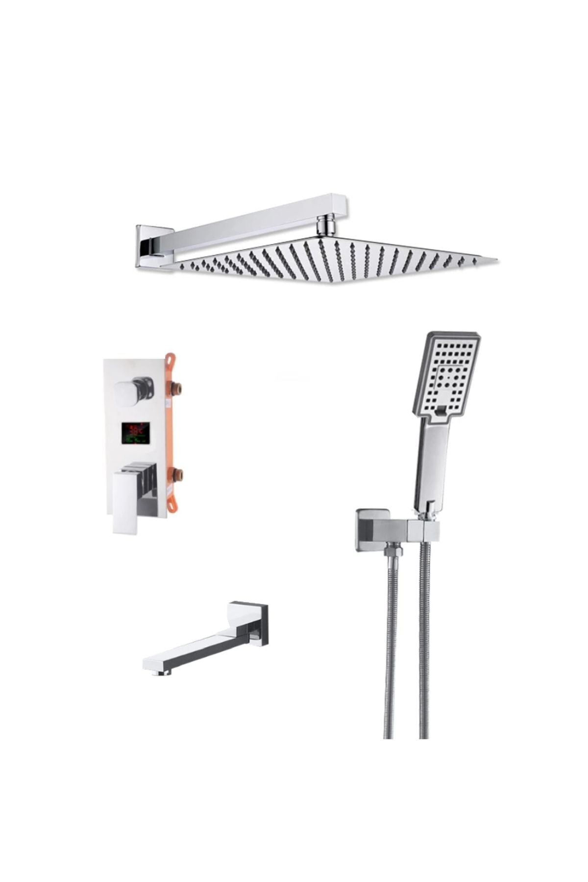 Blackswan Design Set Baterie Dus, Blackswan, Tip M73.54 Smart, Model Crom, Dimensiune 40 Cm - One Size