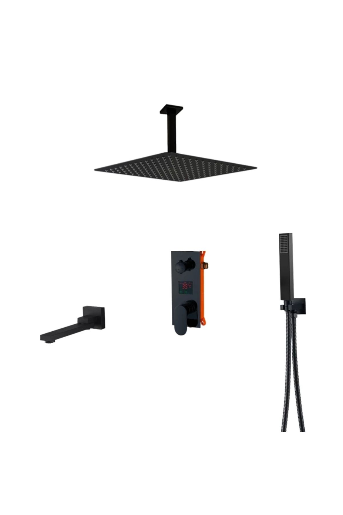 Blackswan Design-Set baterie dus, Blackswan, Tip M73.49, model smart negru mat, dimensiune 40 cm 1