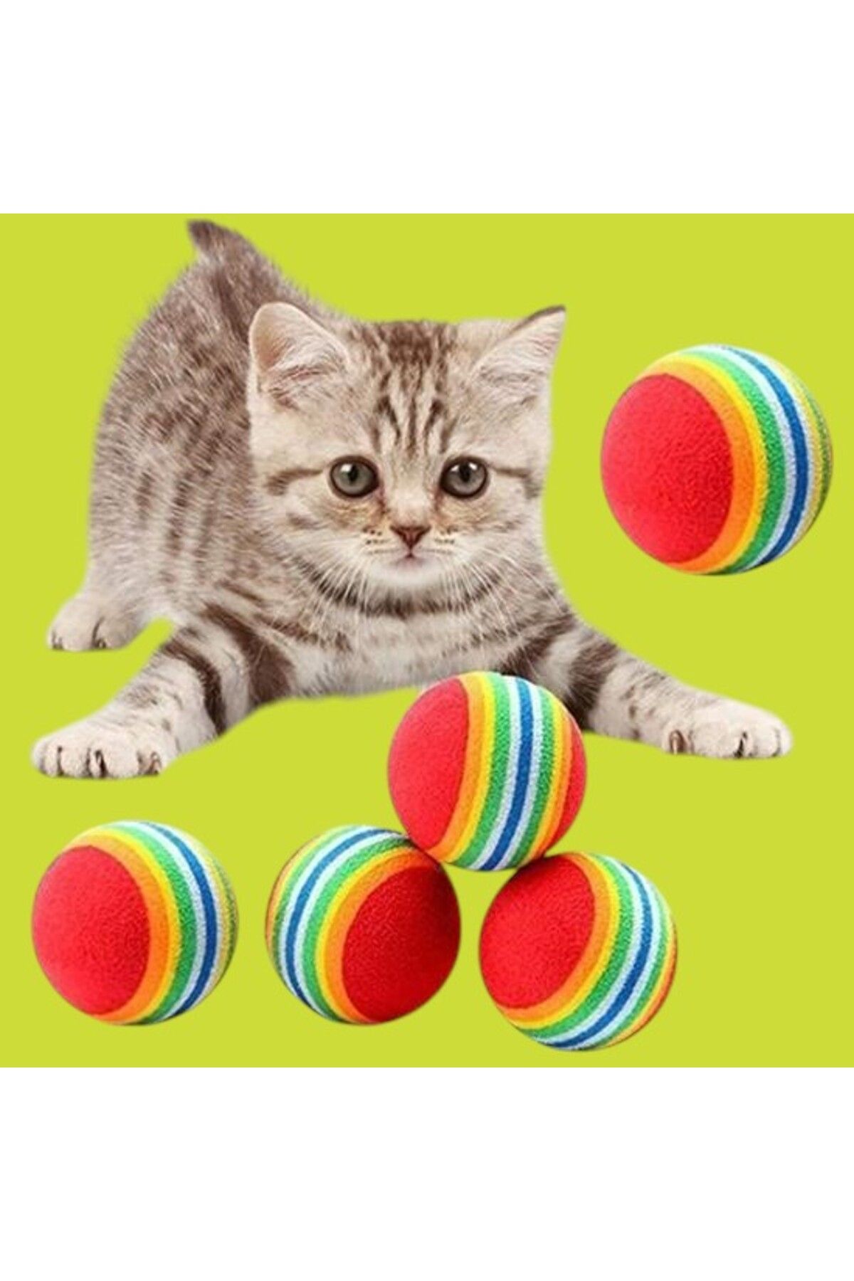 PratikAI 3'lü Sünger Kedi & Köpek Oyun Topu | Esnek & Diş Temizleyici
