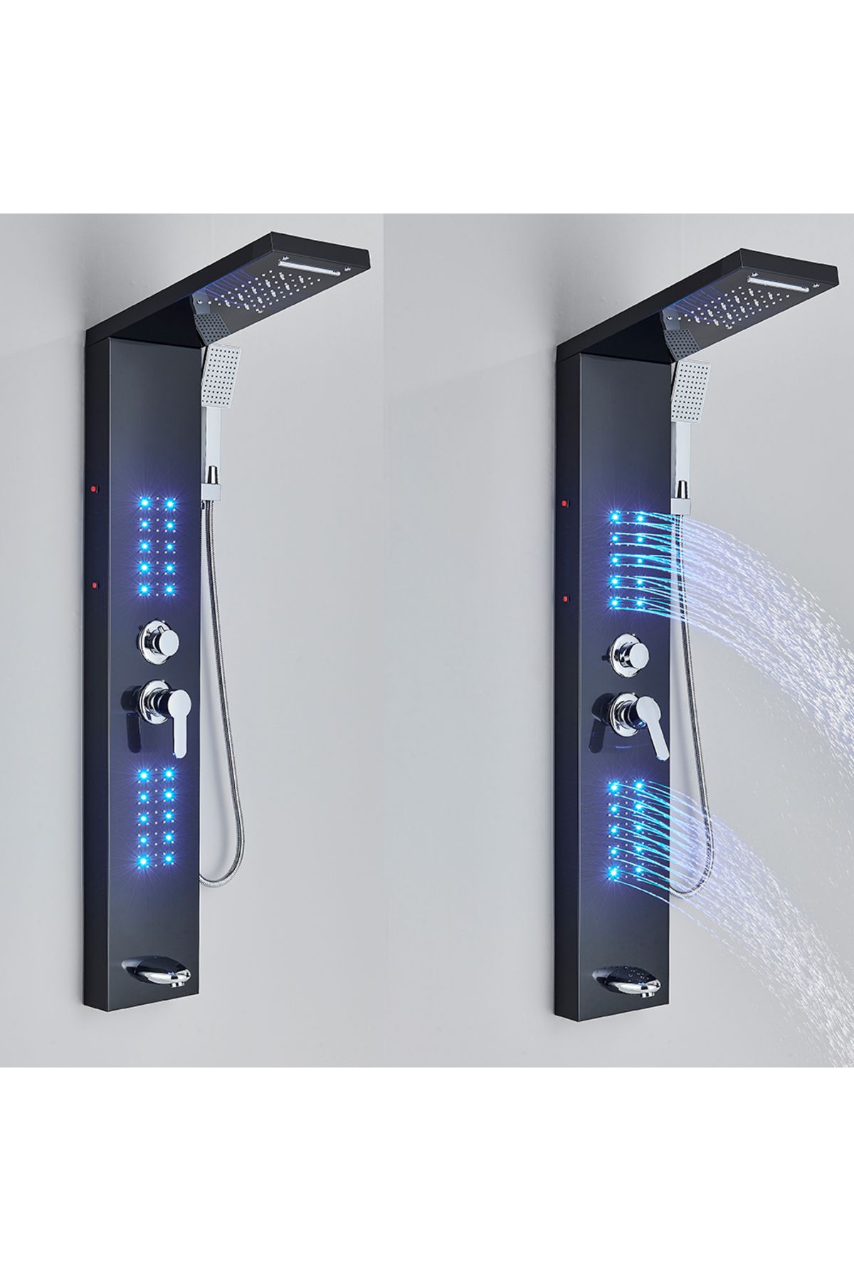 Blackswan Design-Panel dus, Blackswan, Tip M6002, model negru cu pipa, LED si functii SPA, dimensiune 121 cm 4