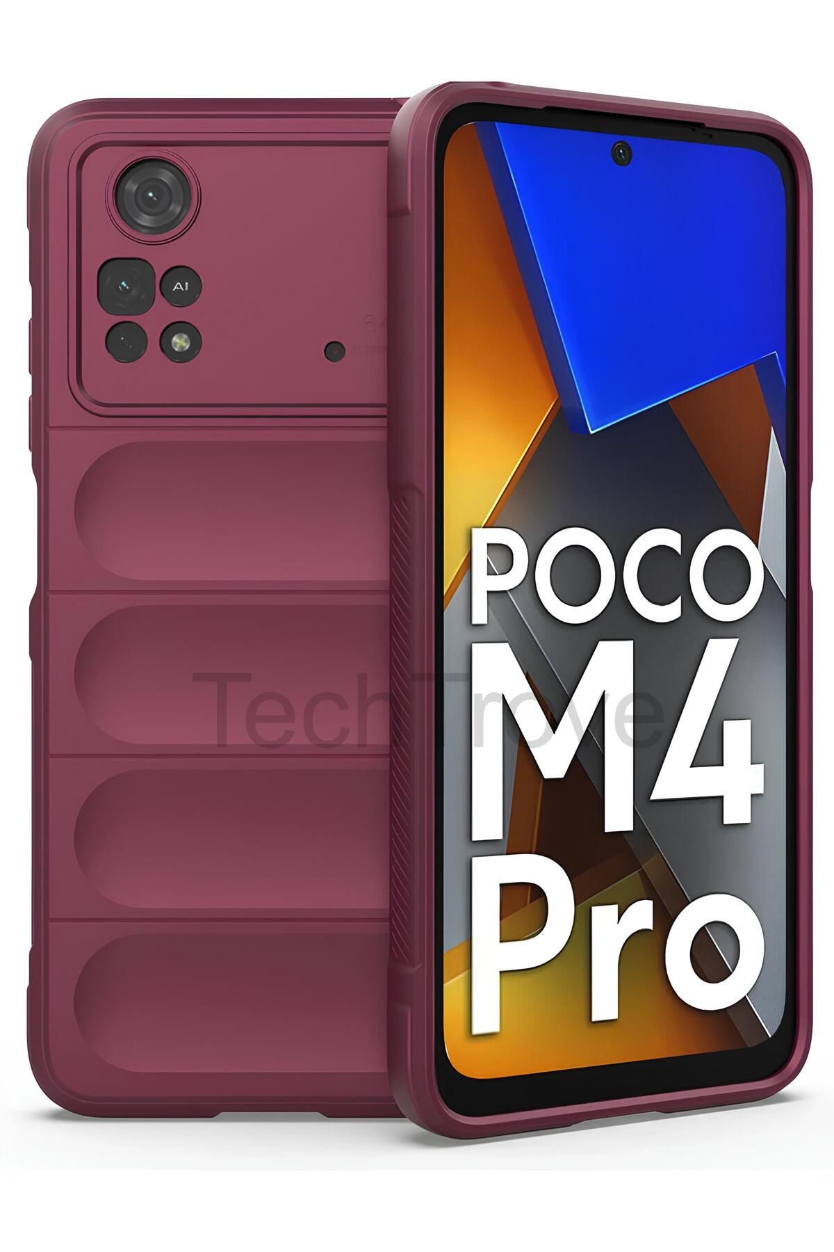 TechTrove Xiaomi Poco M4 Pro 4G Kılıf Elde Kaymaz İçi Kadife Silikon Kapak