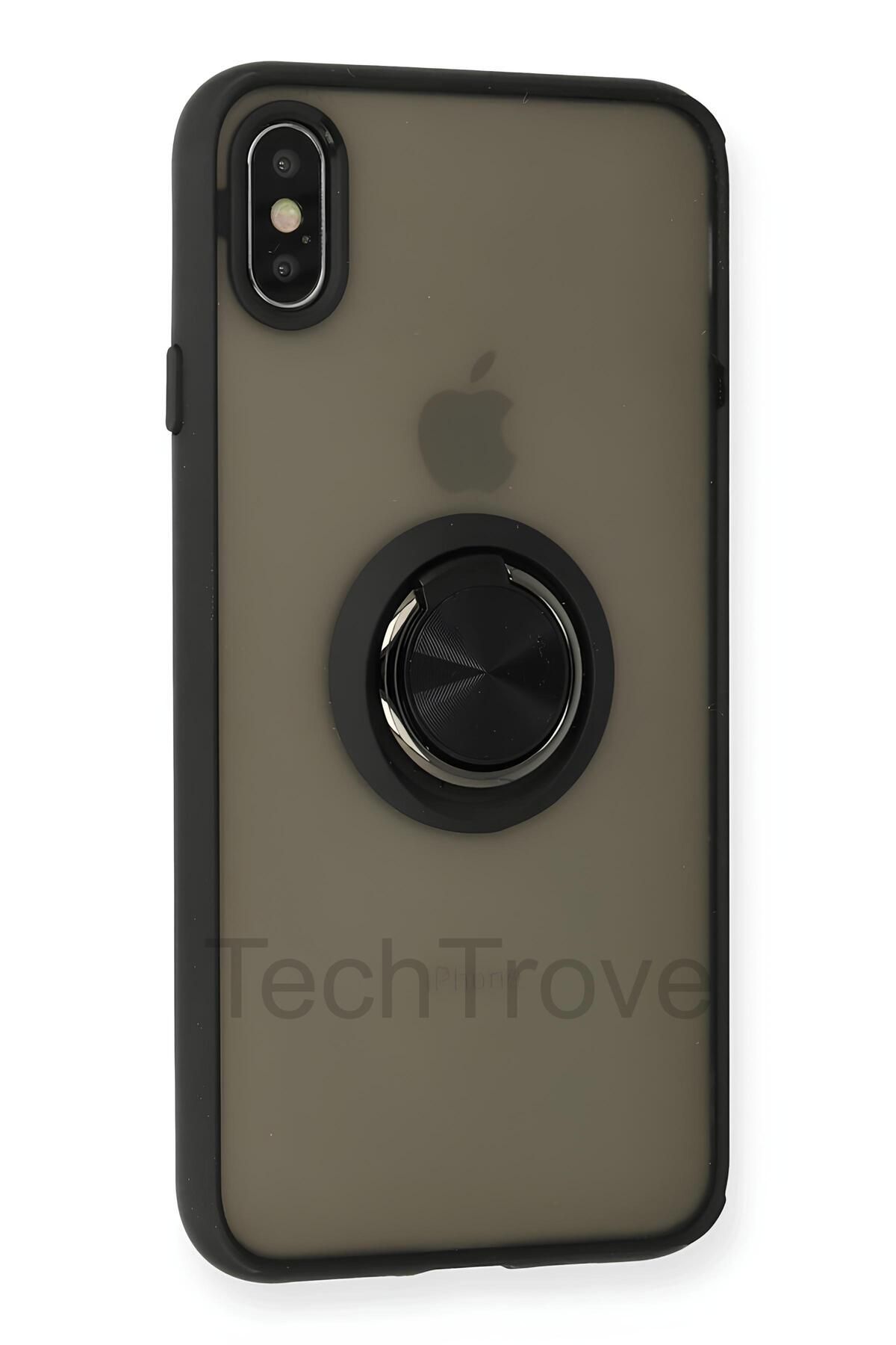 TechTrove iPhone XS Max Kılıf Yüzüklü Stand Özellikli Darbe Korumalı Mat Silikon Kapak