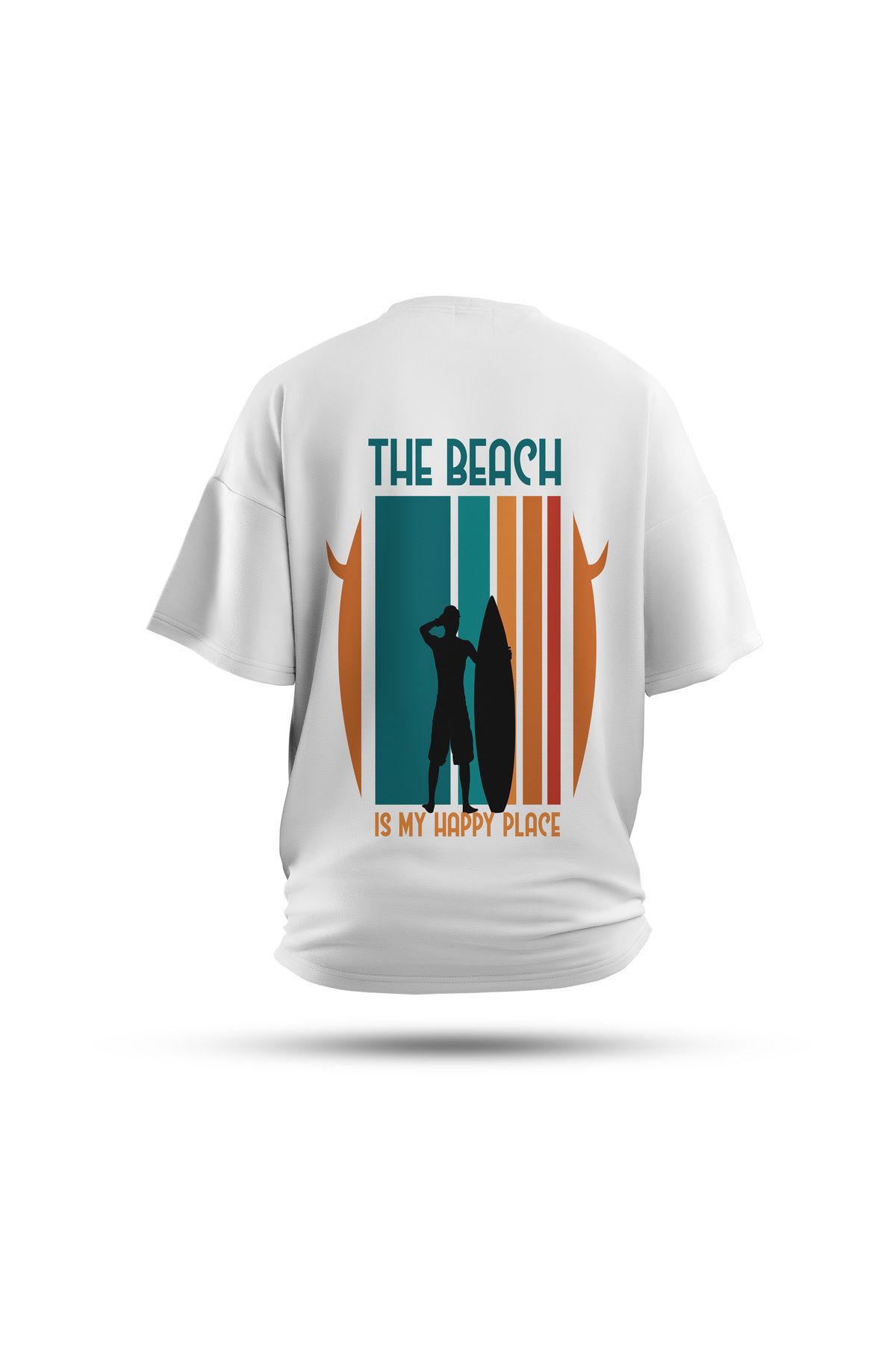 Zestia Unisex T-Shirt, The Beach Sırt Baskılı, Regular, %100 Pamuk, Beyaz T-Shirt No: 0282