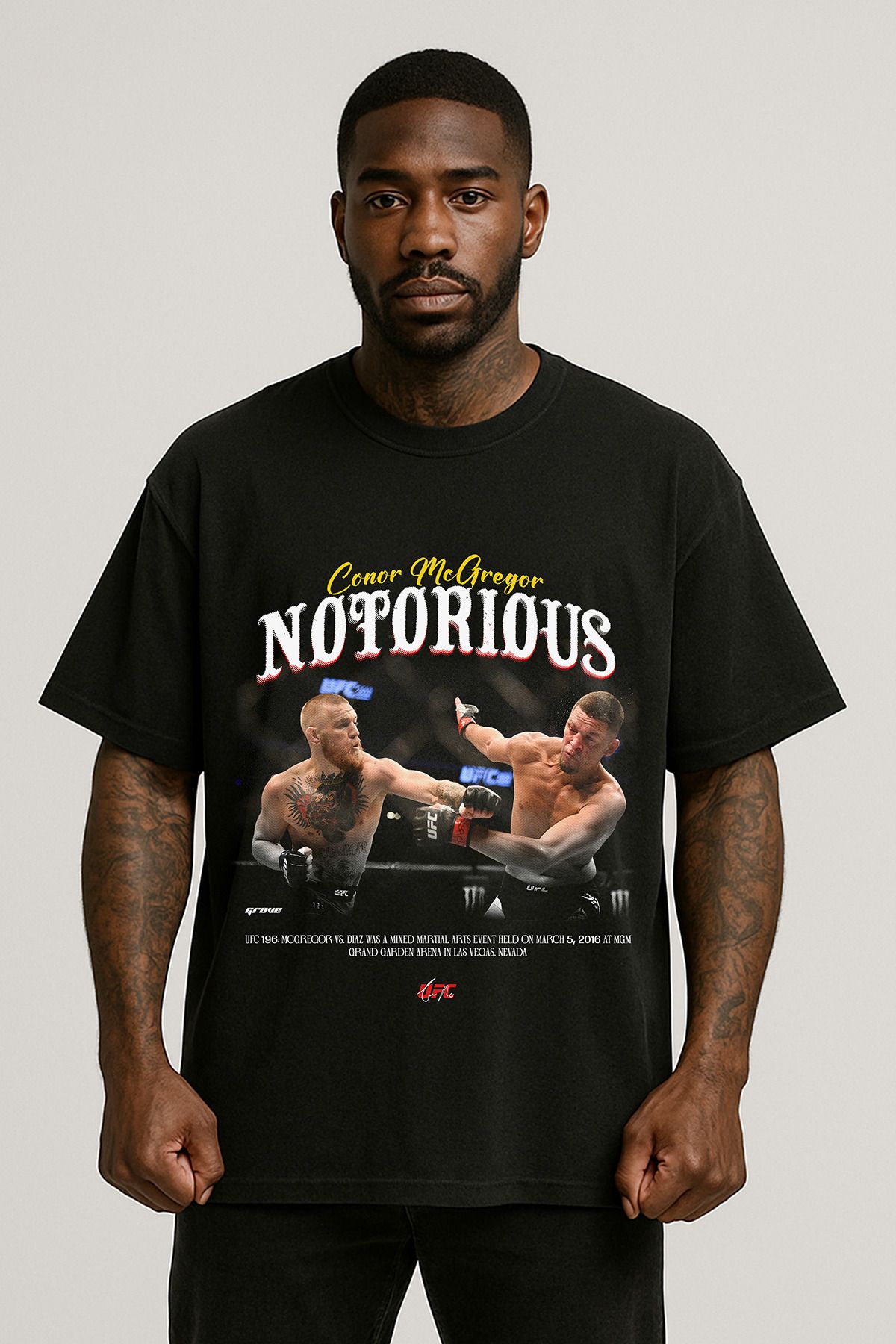 Grove Fashion McGregor vs Nate Diaz Baskılı Unisex Oversize T-Shirt