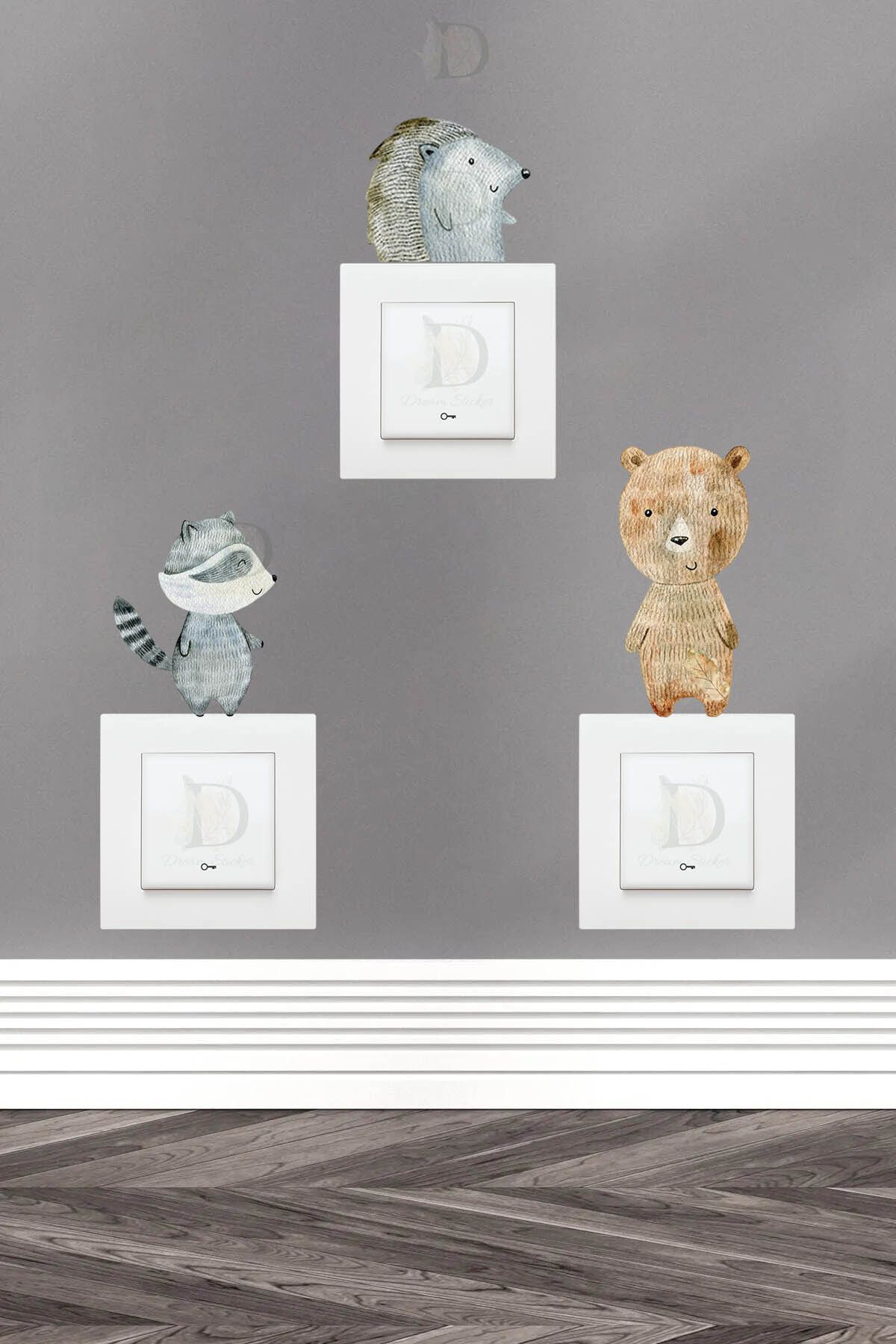 KT Decor Orman Arkadaşarı Woodland 3'lü Priz Sticker Seti