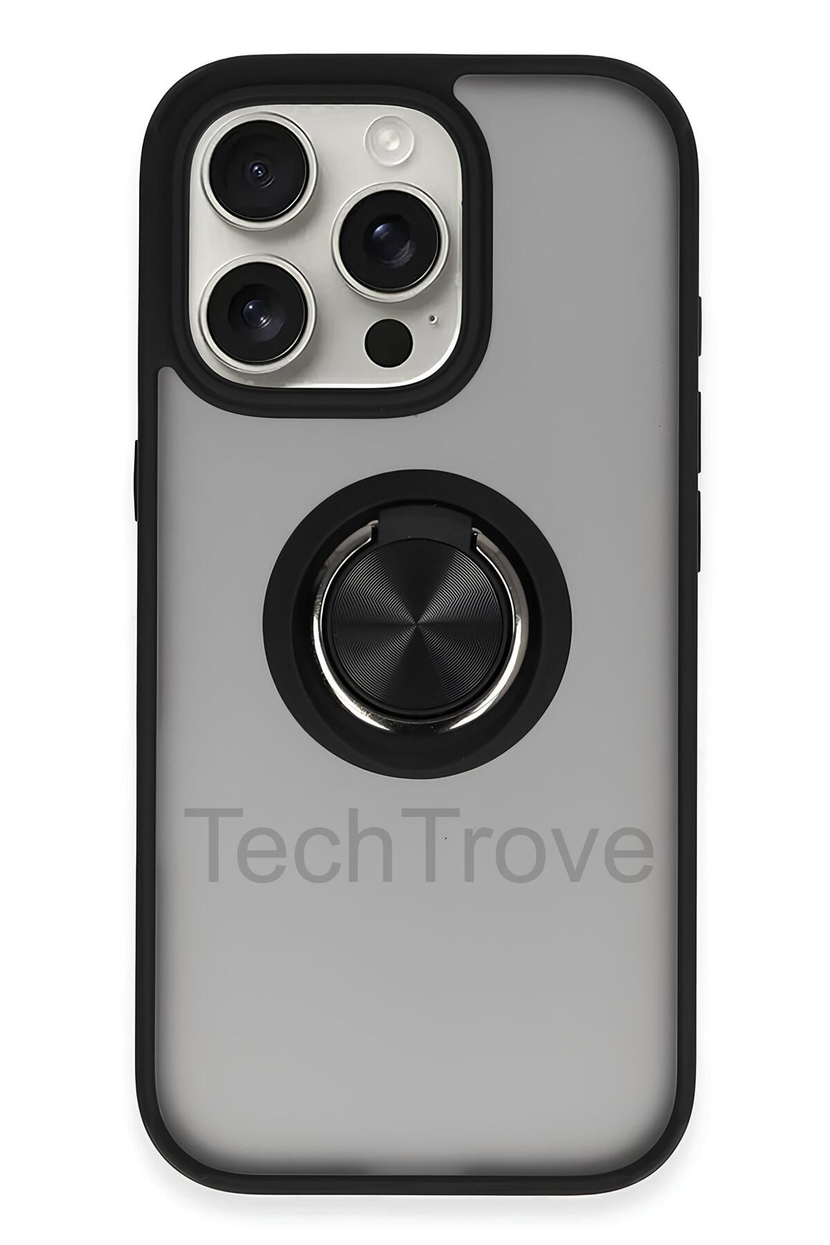 TechTrove iPhone 13 Pro Kılıf Yüzüklü Stand Özellikli Darbe Korumalı Mat Silikon Kapak