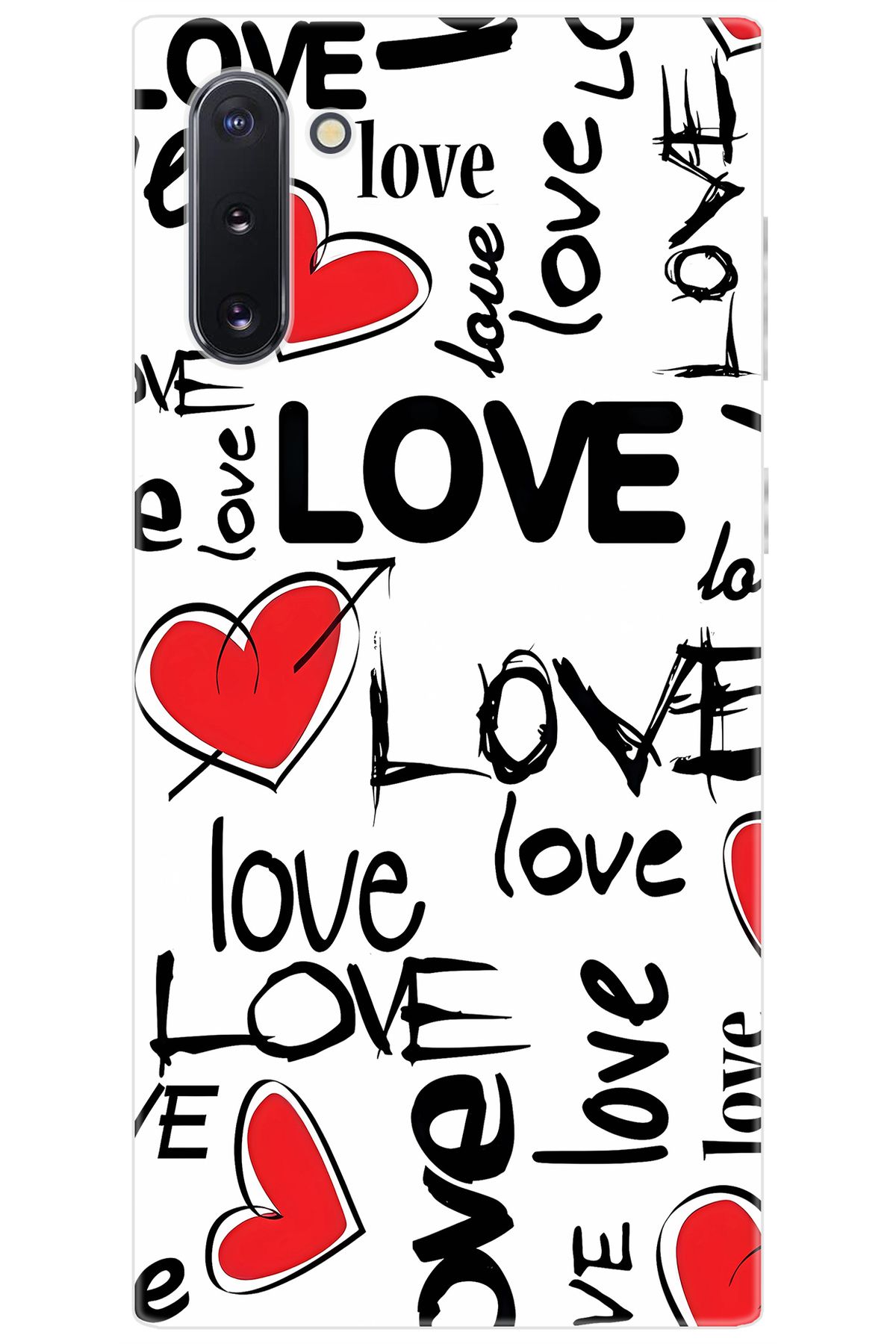 Ceppare Samsung Galaxy Note 10 (SM-N970F) Uyumlu Kılıf Desenli Silikon Love Kalpler STK:638 CP-Dj7j8Bu
