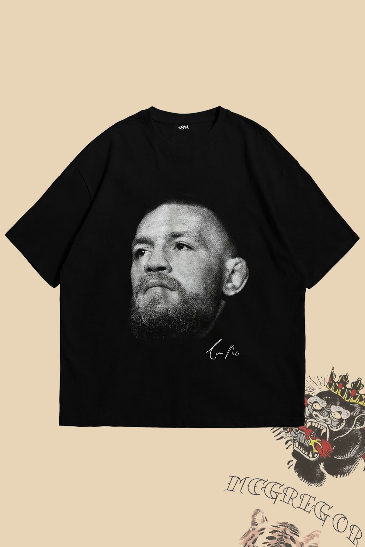 Grove Fashion McGregor UFC Face Baskılı Unisex Oversize T-Shirt