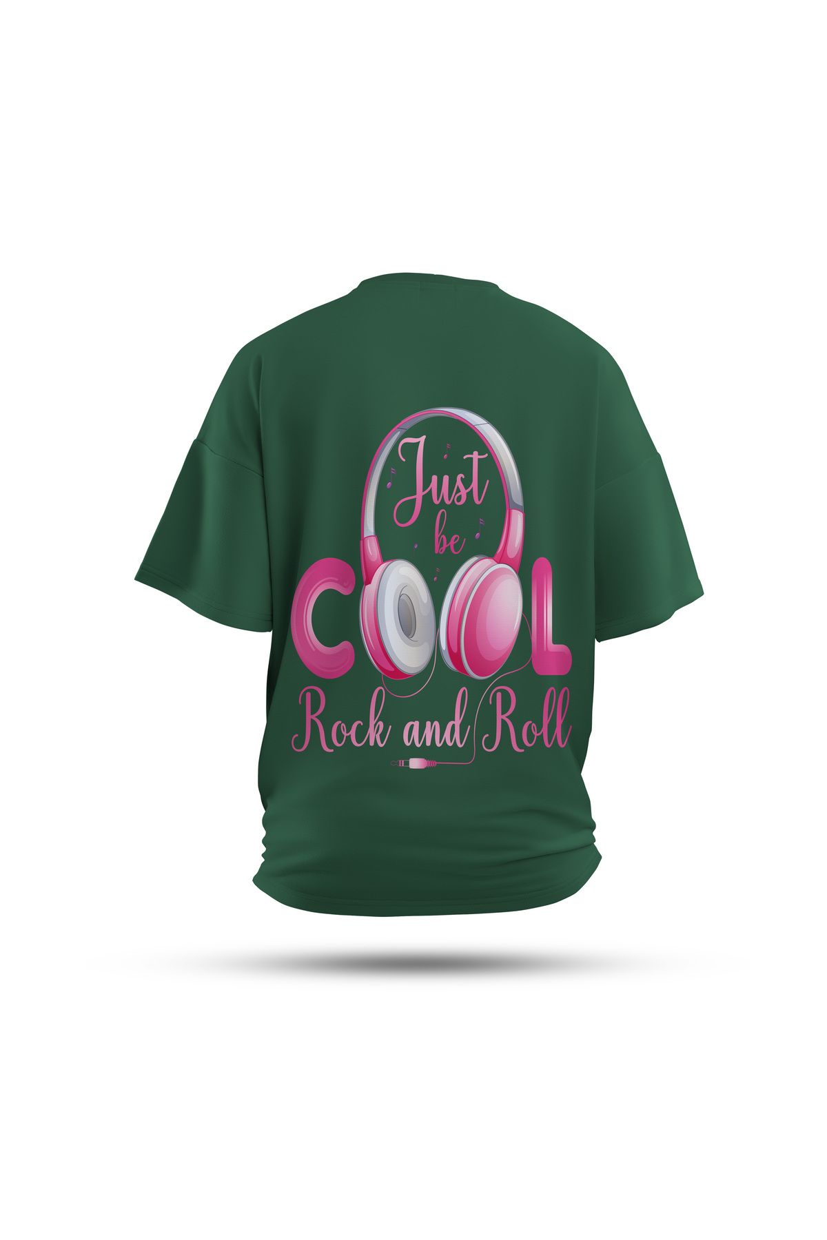 Zestia Unisex T-Shirt, Rock the Vibe Sırt Baskılı, Regular, %100 Pamuk, Yeşil T-Shirt No: 0290