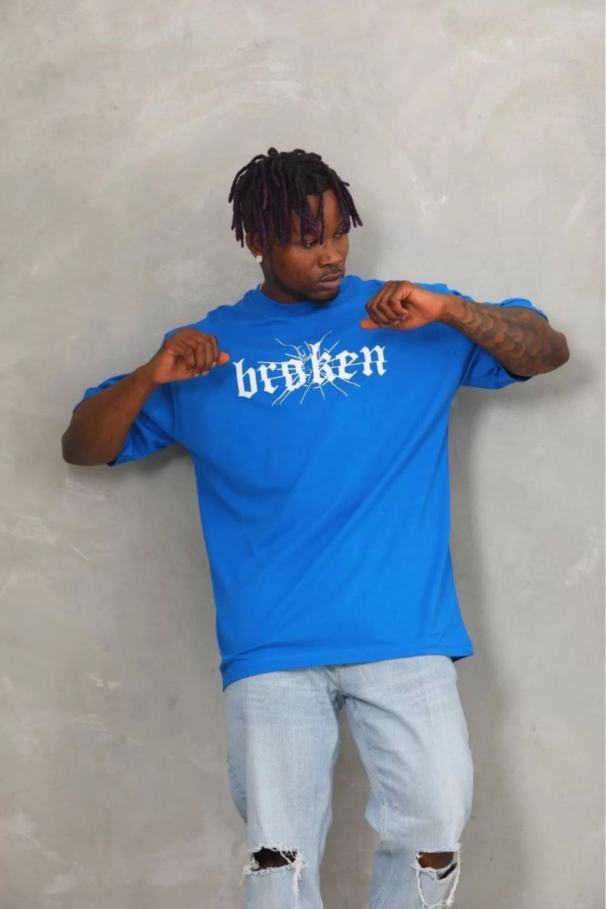 İndigo Park Oversize Tişört Erkek Unisex Oversize Baskılı Bisiklet Yaka T-Shirt