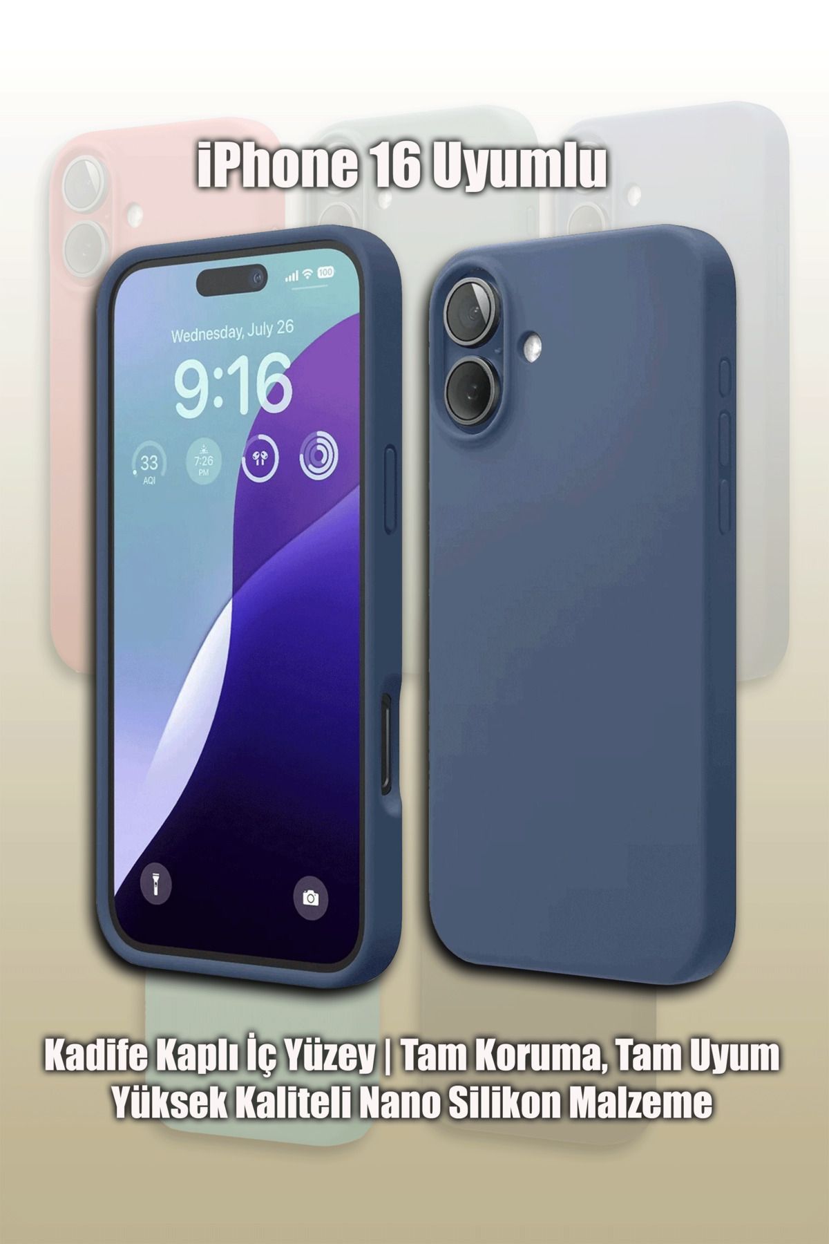 mobrika iPhone 16 Uyumlu Nano İçi Kadife Silikon Telefon Kılıfı