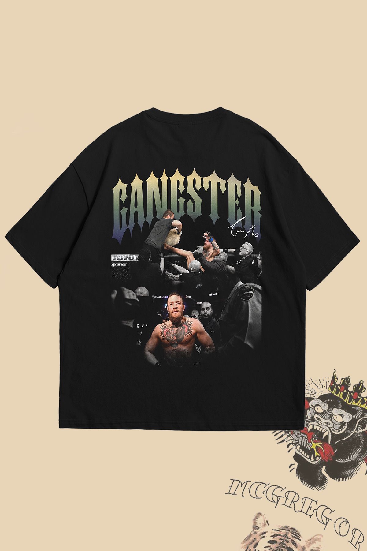 Grove Fashion Conor McGregor Gang Ön ve Arka Baskılı Unisex Oversize T-Shirt