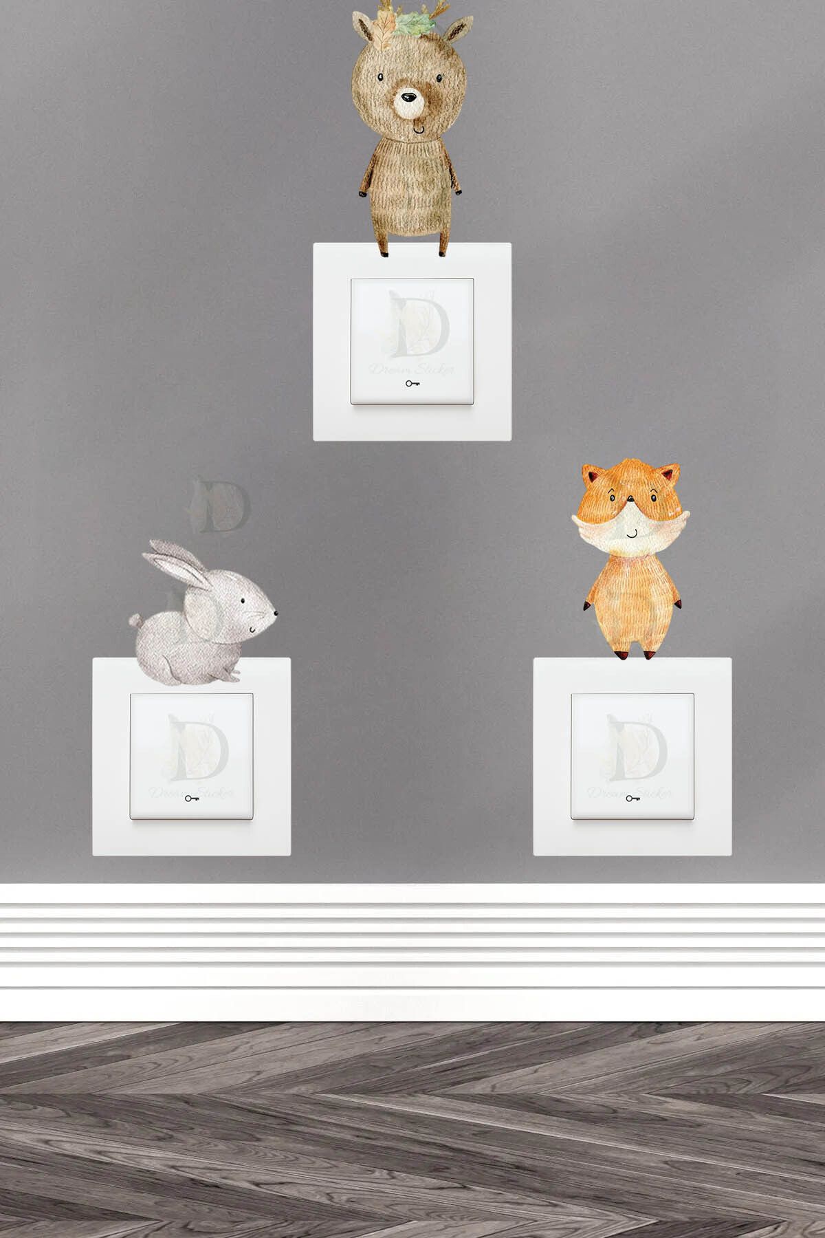 KT Decor Orman Arkadaşarı Woodland 3'lü Priz Sticker Seti