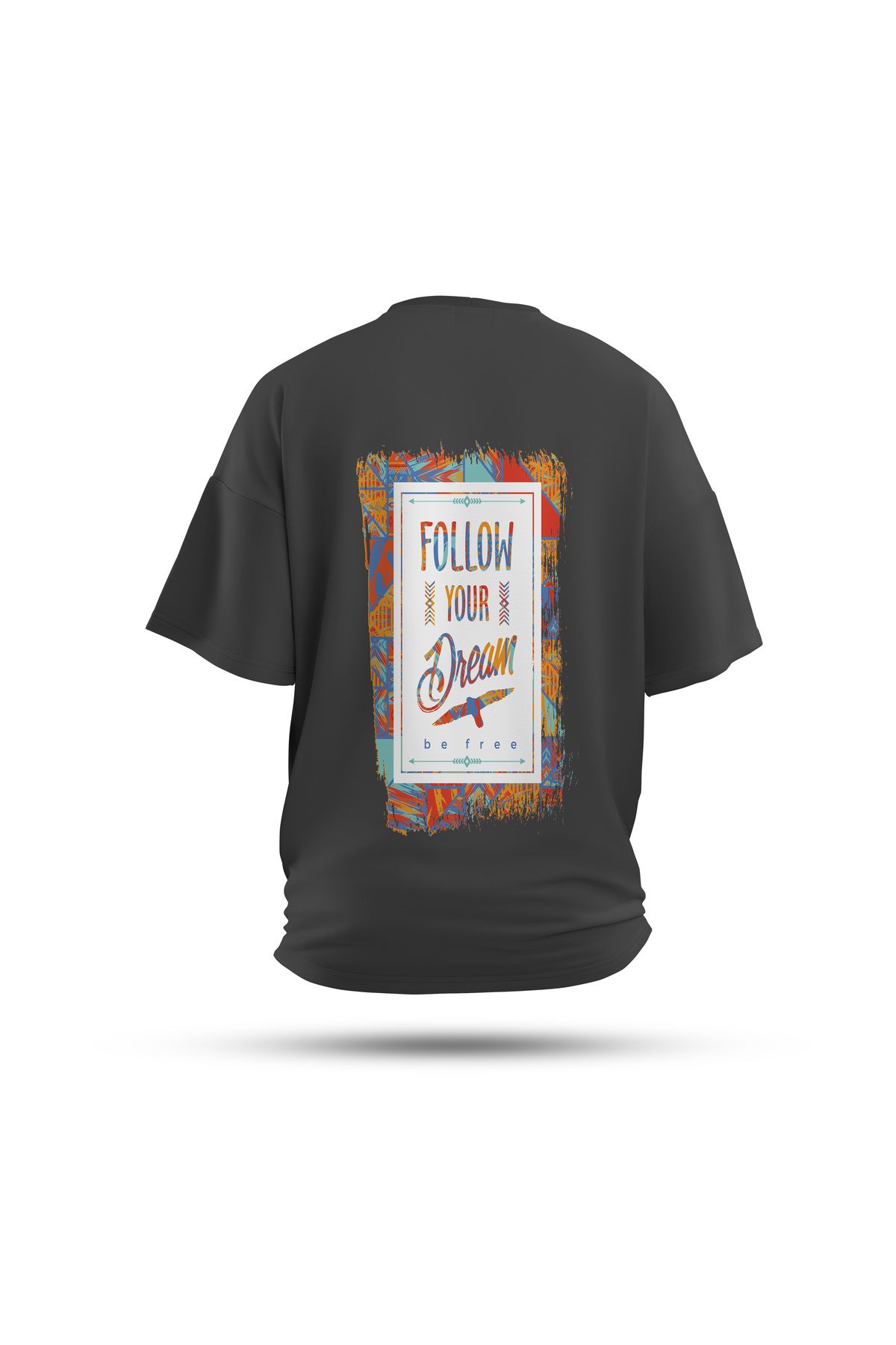 Zestia Unisex T-Shirt, Vintage Dream Sırt Baskılı, Regular, %100 Pamuk, Antrasit T-Shirt No: 0261