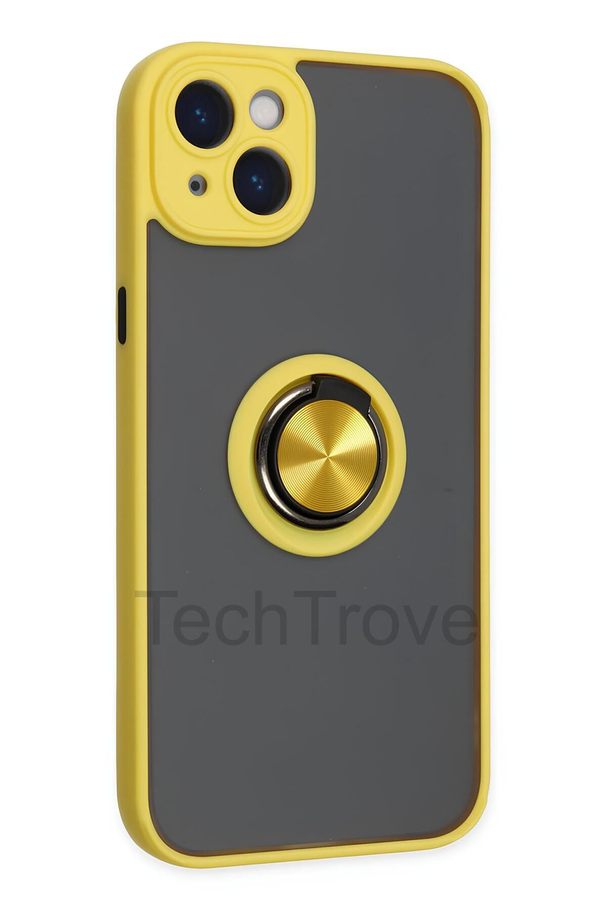 TechTrove iPhone 14 Kılıf Yüzüklü Stand Özellikli Darbe Korumalı Mat Silikon Kapak
