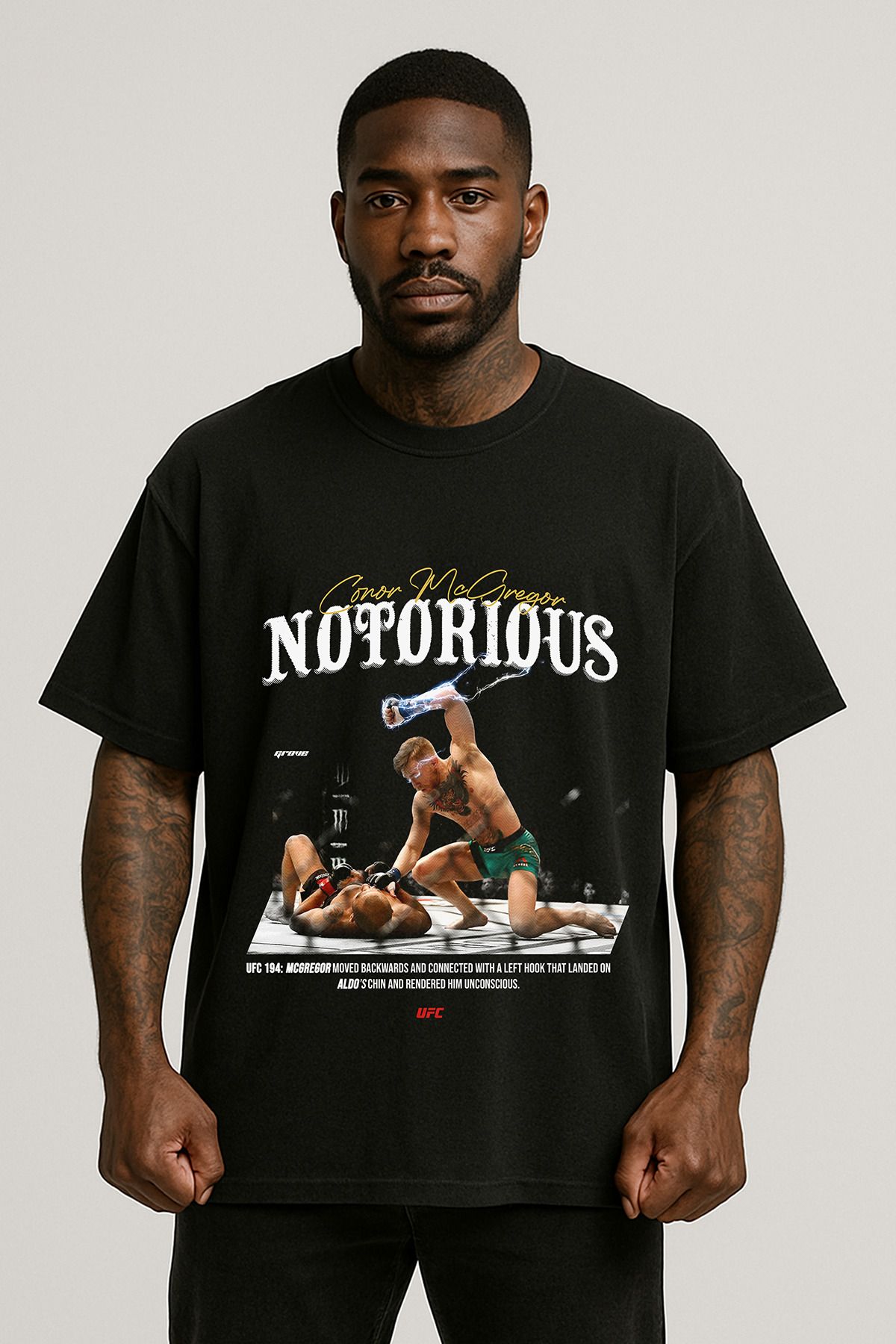 Grove Fashion Conor McGregor Fight Baskılı Unisex Oversize T-Shirt