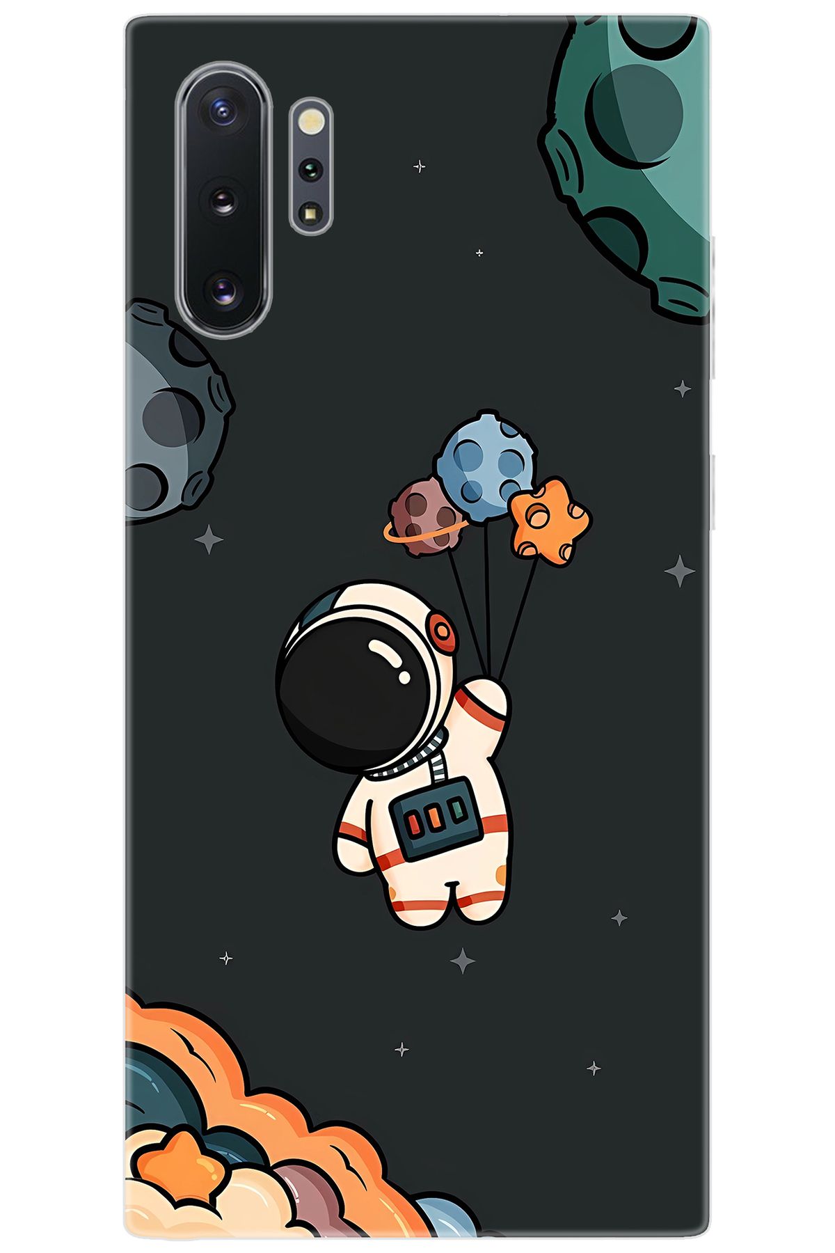 Ceppare Samsung Galaxy Note 10 PLUS (SM-N975F) Uyumlu Kılıf Desenli Silikon Astronot STK:628 CP-kFY9H9s