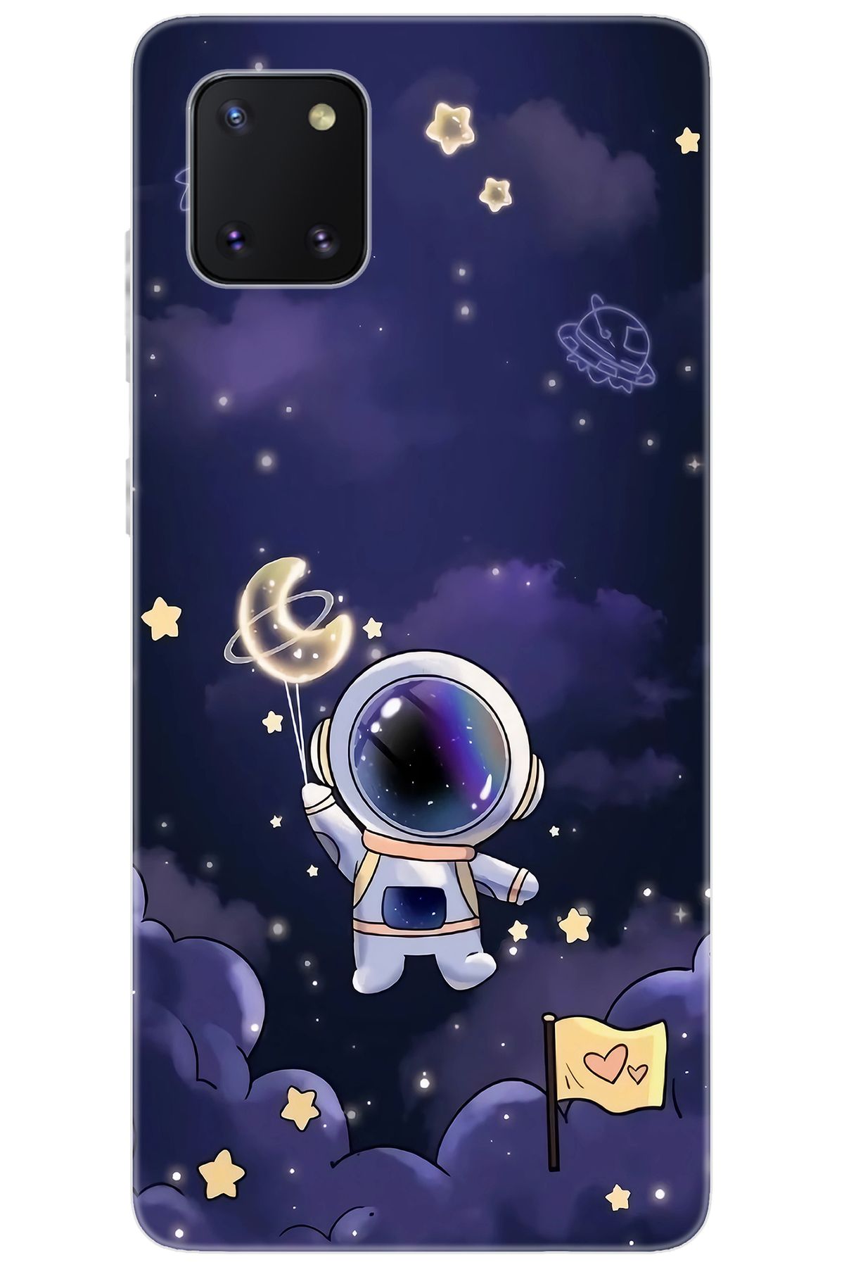 Ceppare Samsung Galaxy Note 10 Lite (SM-N770F) Uyumlu Kılıf Desenli Silikon Astronot STK:738 CP-uQpQc7S