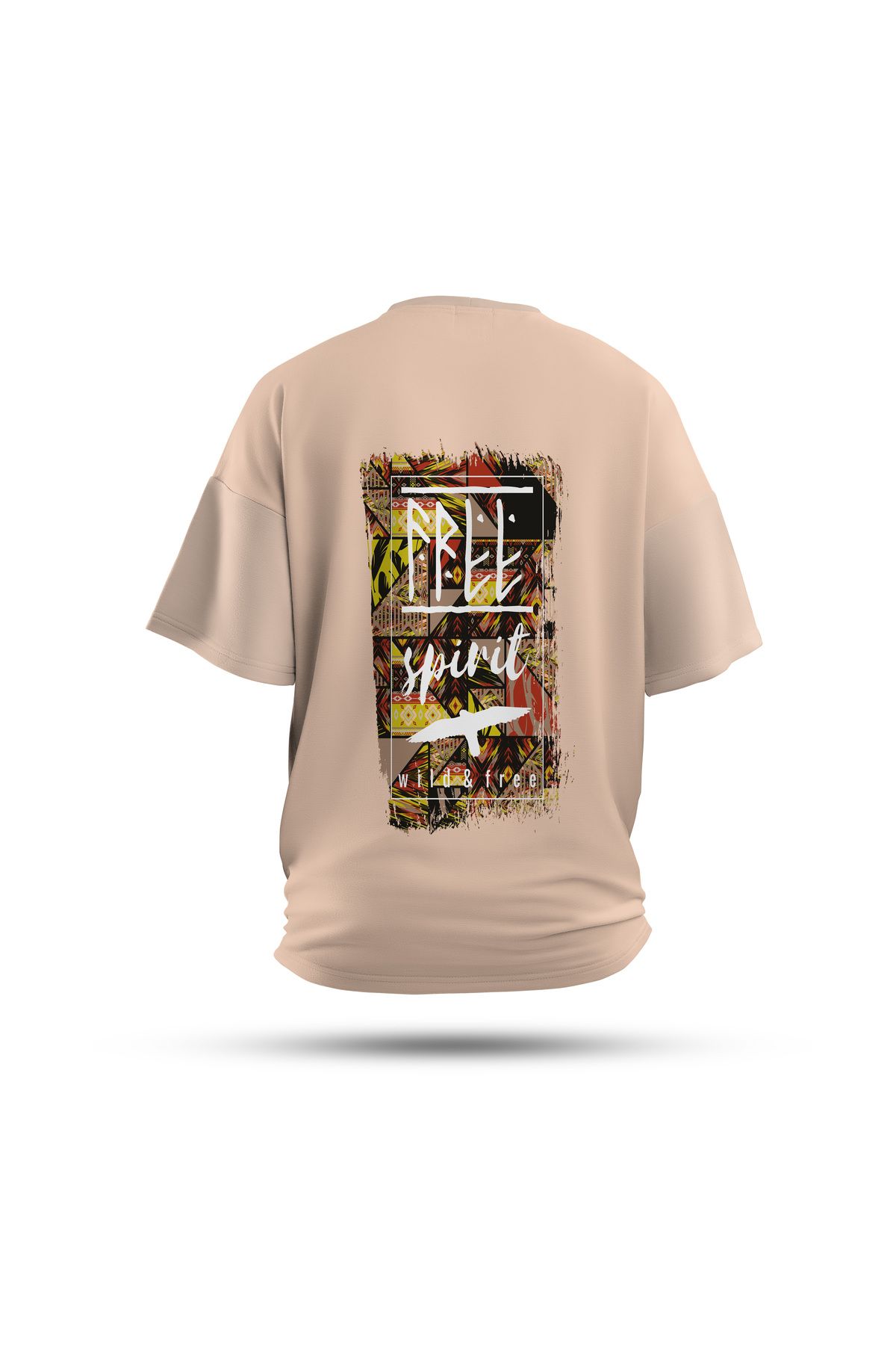 Zestia Unisex T-Shirt, Spirit Wings Sırt Baskılı, Regular, %100 Pamuk, Krem T-Shirt No: 0264