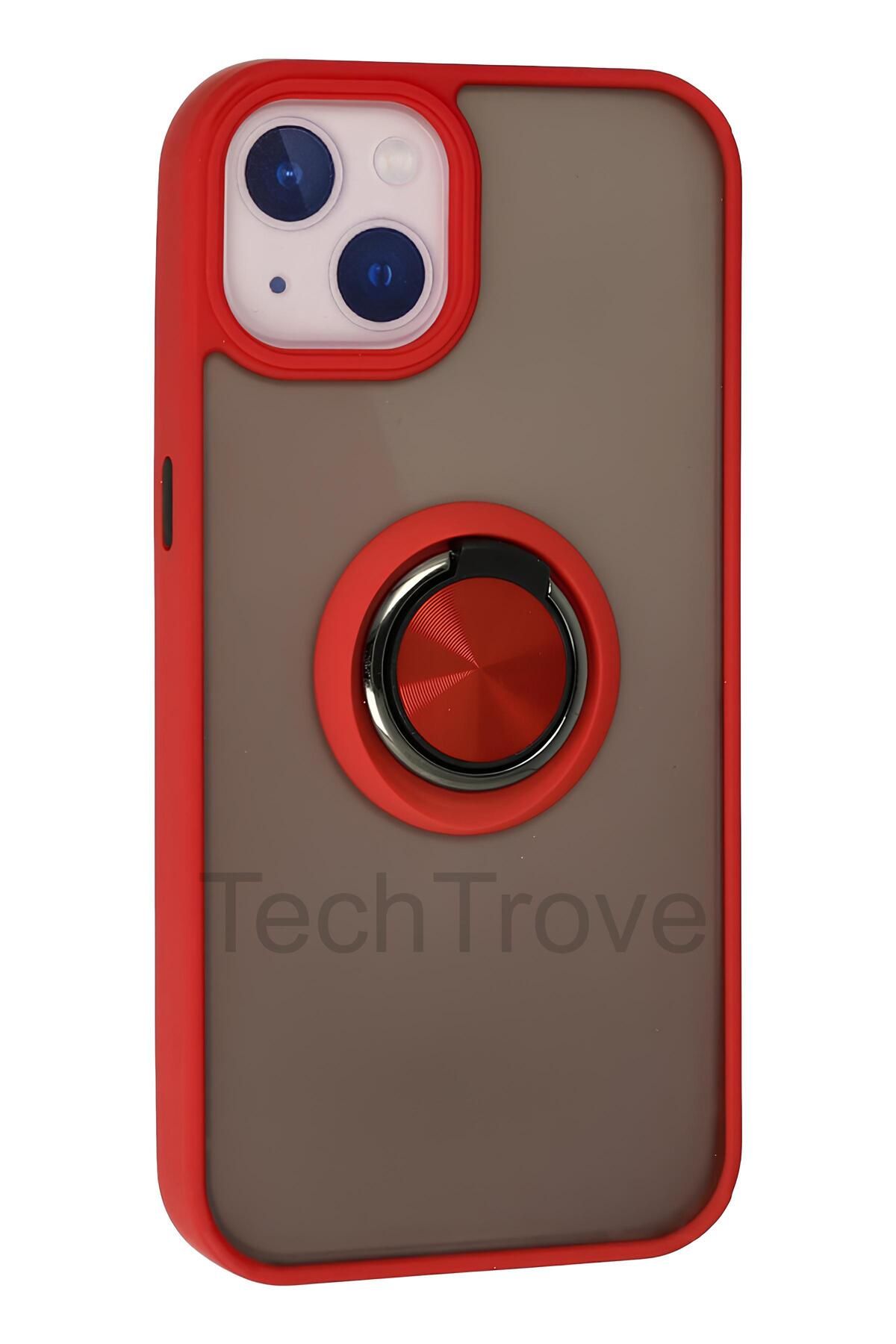 TechTrove iPhone 15 Kılıf Yüzüklü Stand Özellikli Darbe Korumalı Mat Silikon Kapak