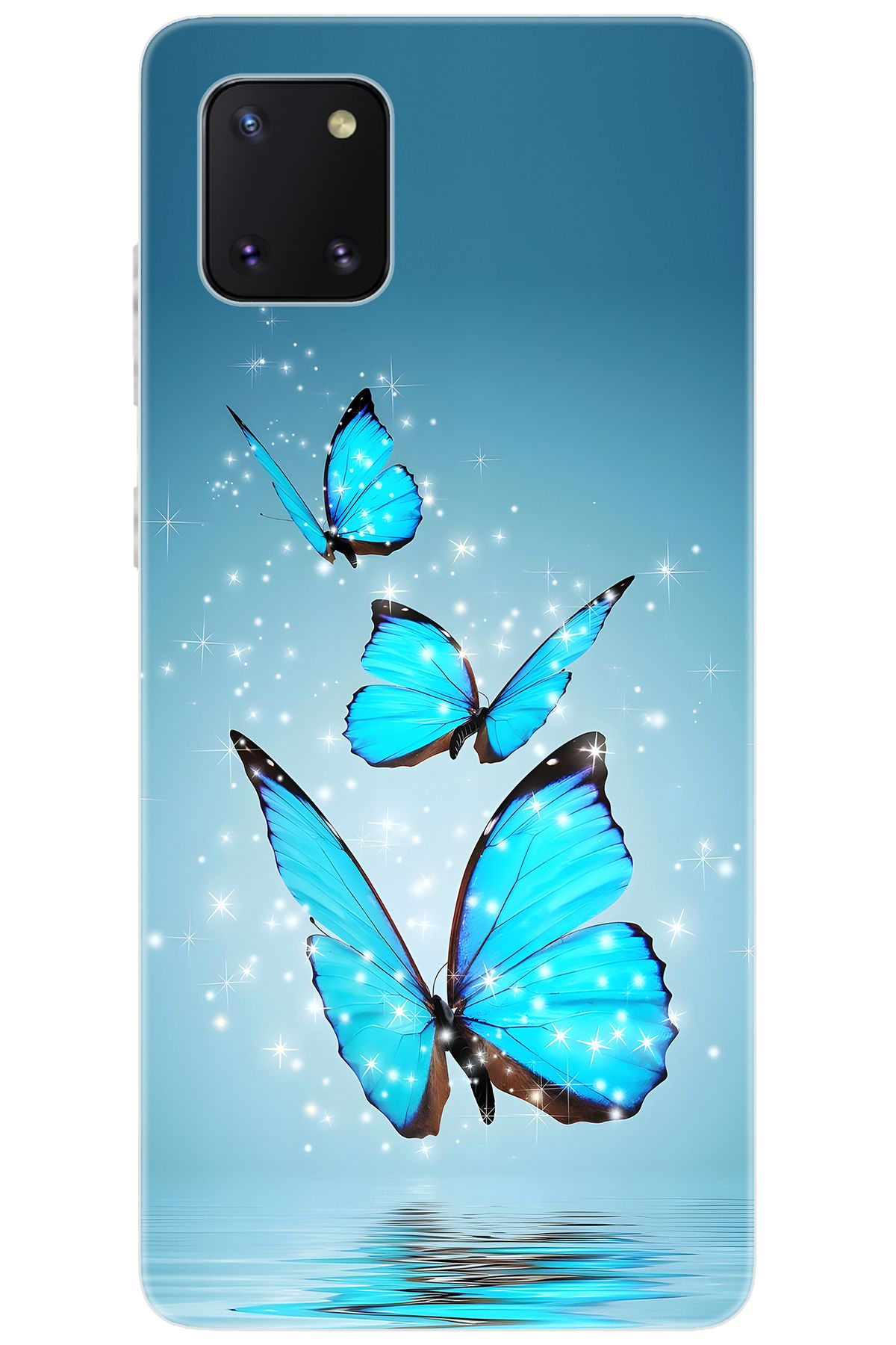 Ceppare Samsung Galaxy Note 10 Lite (SM-N770F) Uyumlu Kılıf Desenli Silikon Mavi Kelebek STK:710 CP-uRg3iwl