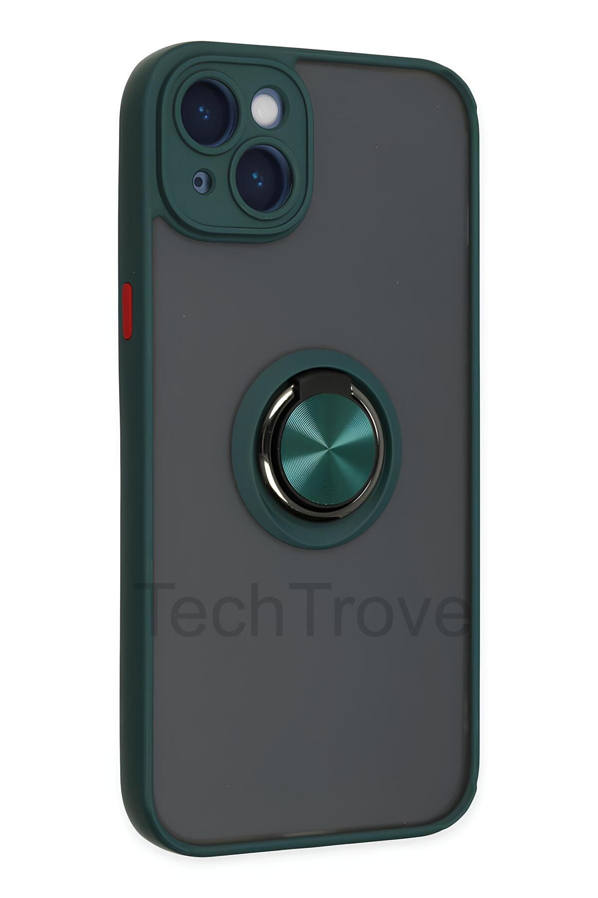 TechTrove iPhone 14 Kılıf Yüzüklü Stand Özellikli Darbe Korumalı Mat Silikon Kapak