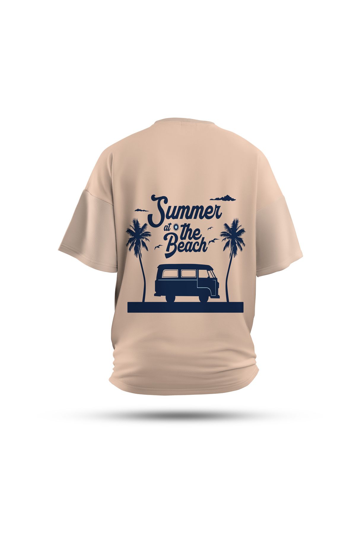 Zestia Unisex T-Shirt, Beach Vibes Sırt Baskılı, Regular, %100 Pamuk, Krem T-Shirt No: 0281
