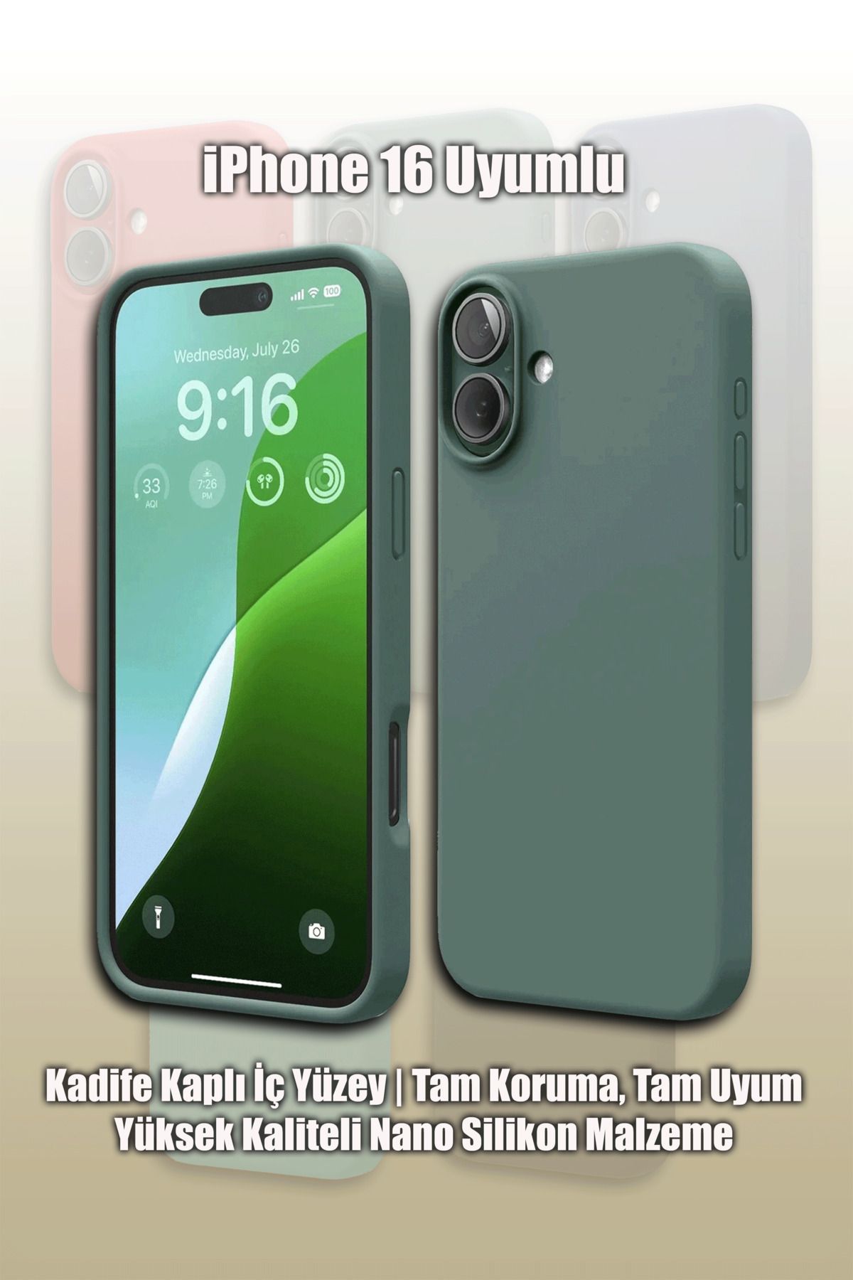 mobrika iPhone 16 Uyumlu Nano İçi Kadife Silikon Telefon Kılıfı