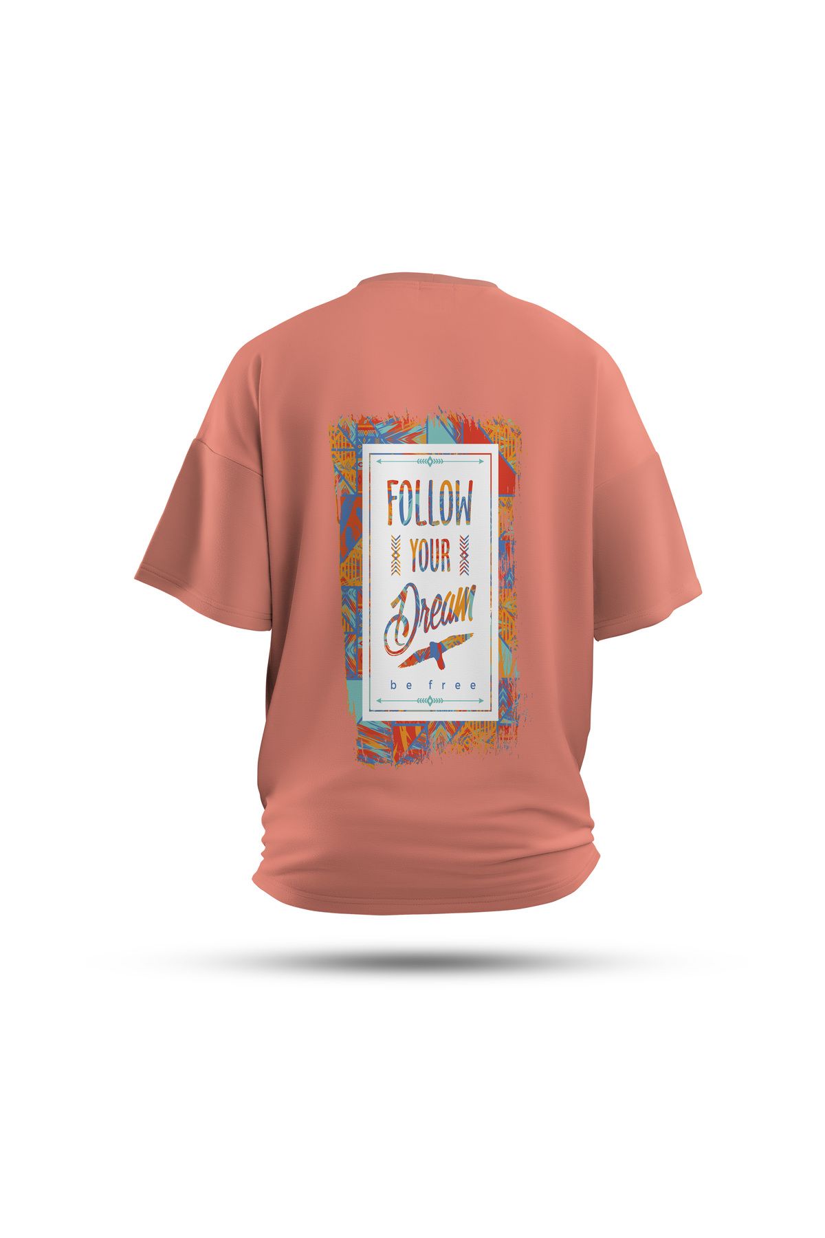 Zestia Unisex T-Shirt, Vintage Dream Sırt Baskılı, Regular, %100 Pamuk, Somon T-Shirt No: 0261