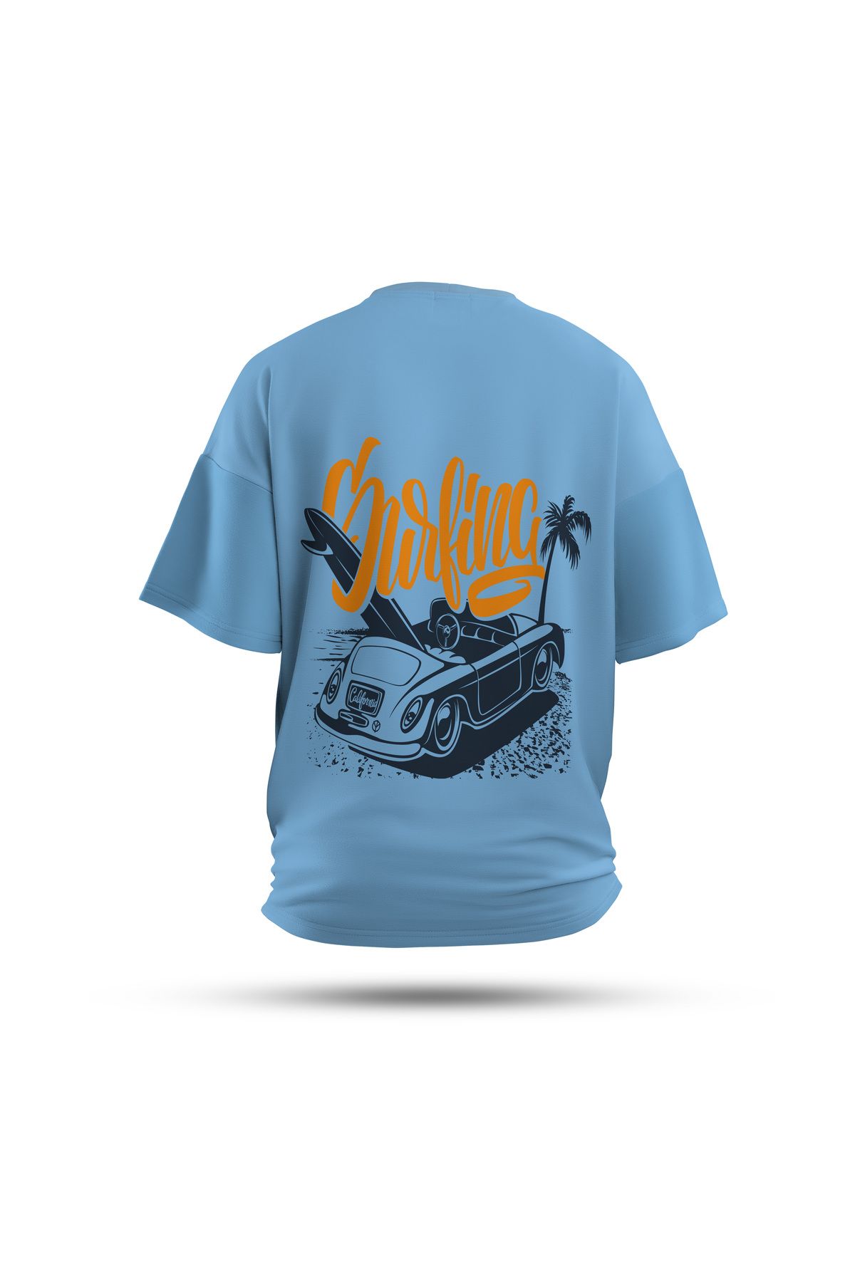 Zestia Unisex T-Shirt, Summer Sırt Baskılı, Regular, %100 Pamuk, Mavi T-Shirt No: 0277