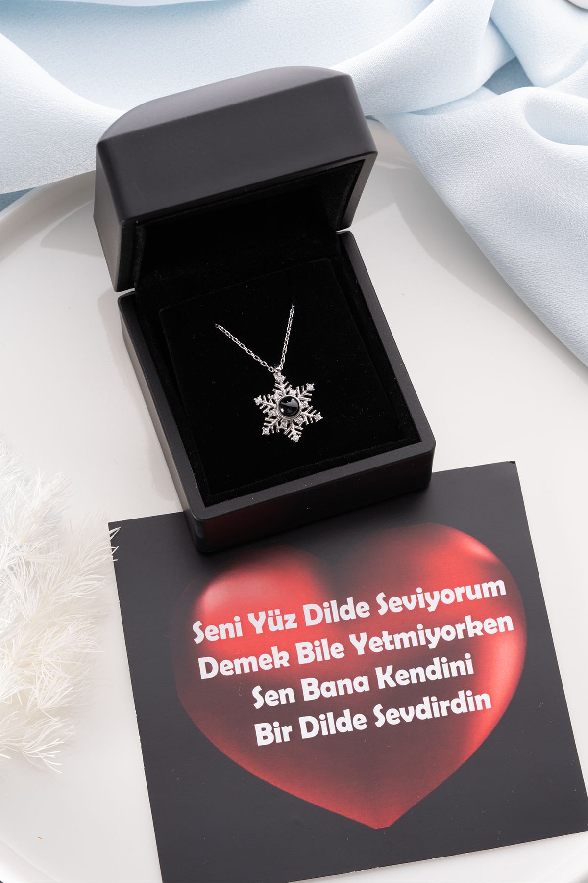 İSTANBULTAKI925 925 Ayar Gümüş Yüz Dilde Seni Seviyorum Kolye