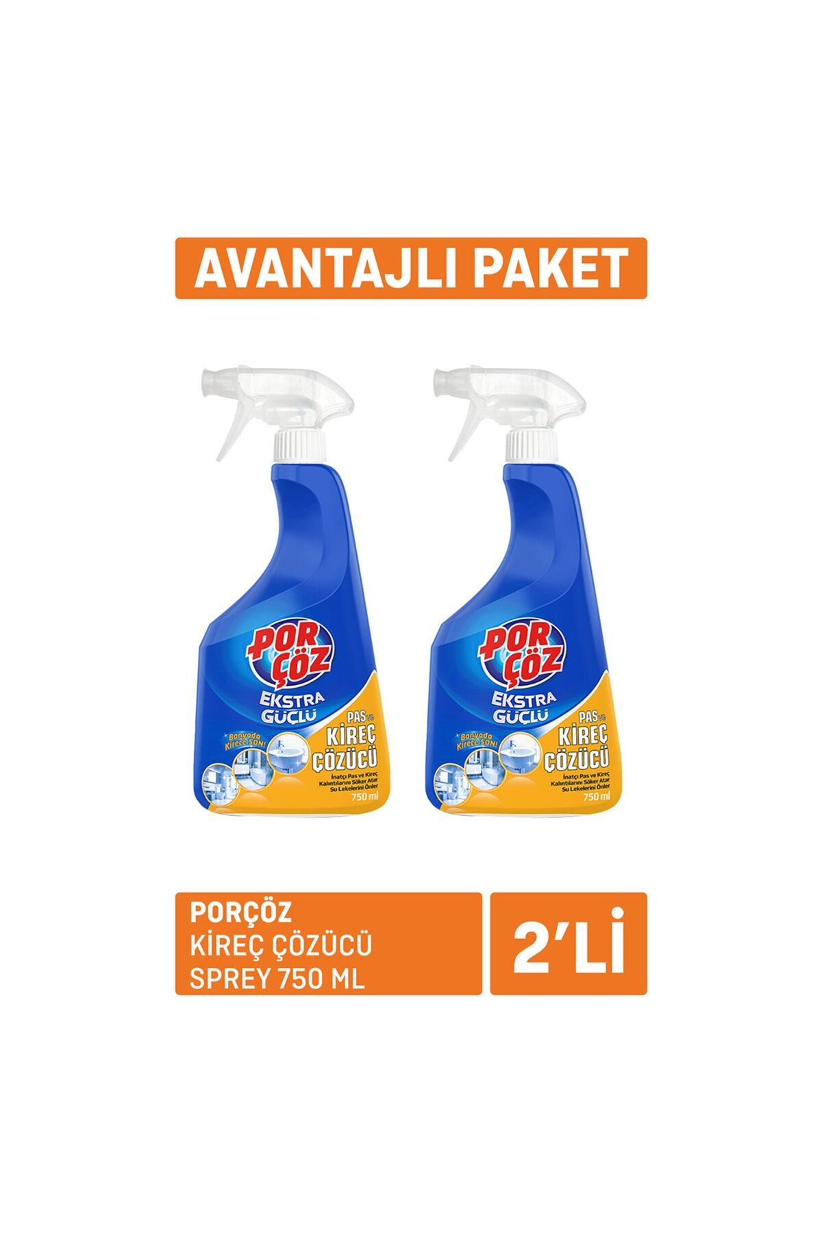 Porçöz Kireç Çözücü Sprey 2 X 750 Ml