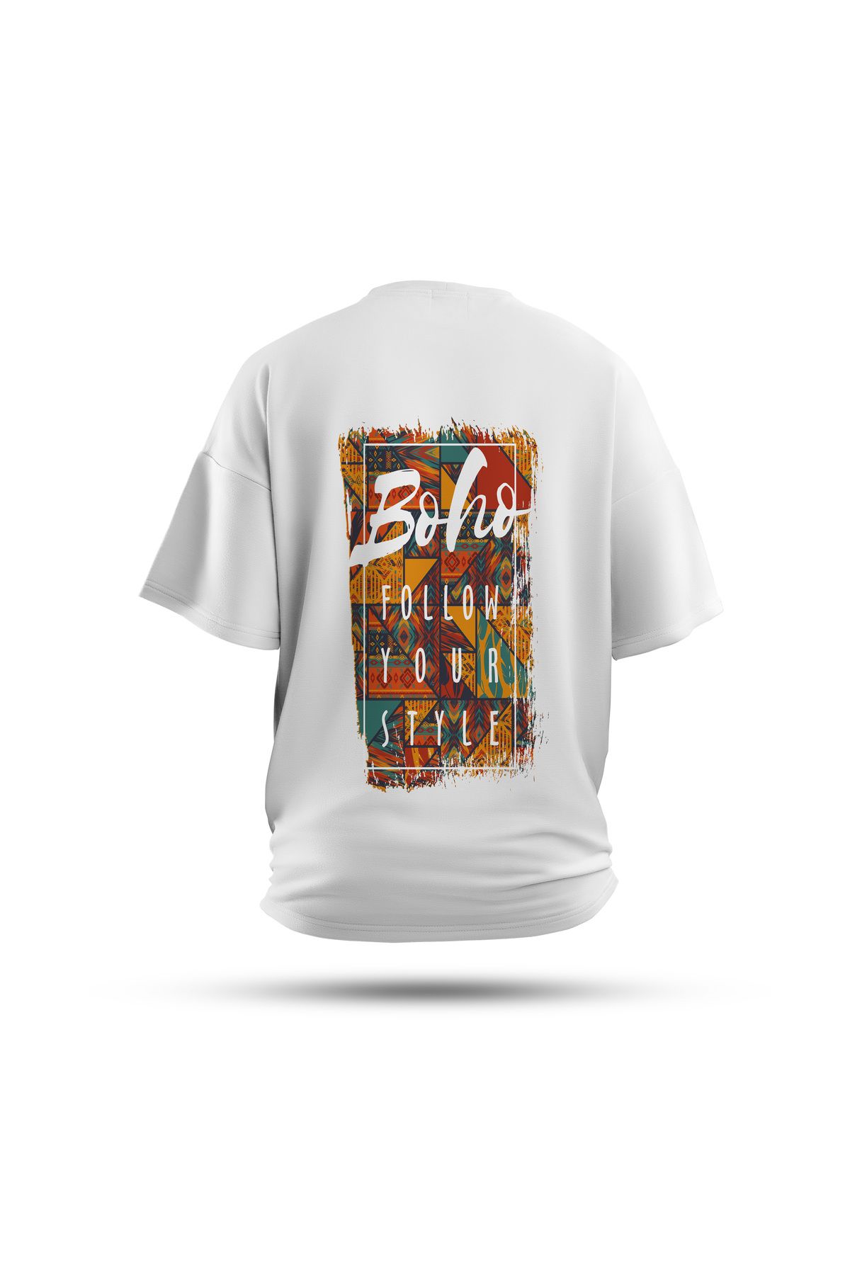 Zestia Unisex T-Shirt, Boho Vibe Sırt Baskılı, Regular, %100 Pamuk, Beyaz T-Shirt No: 0260