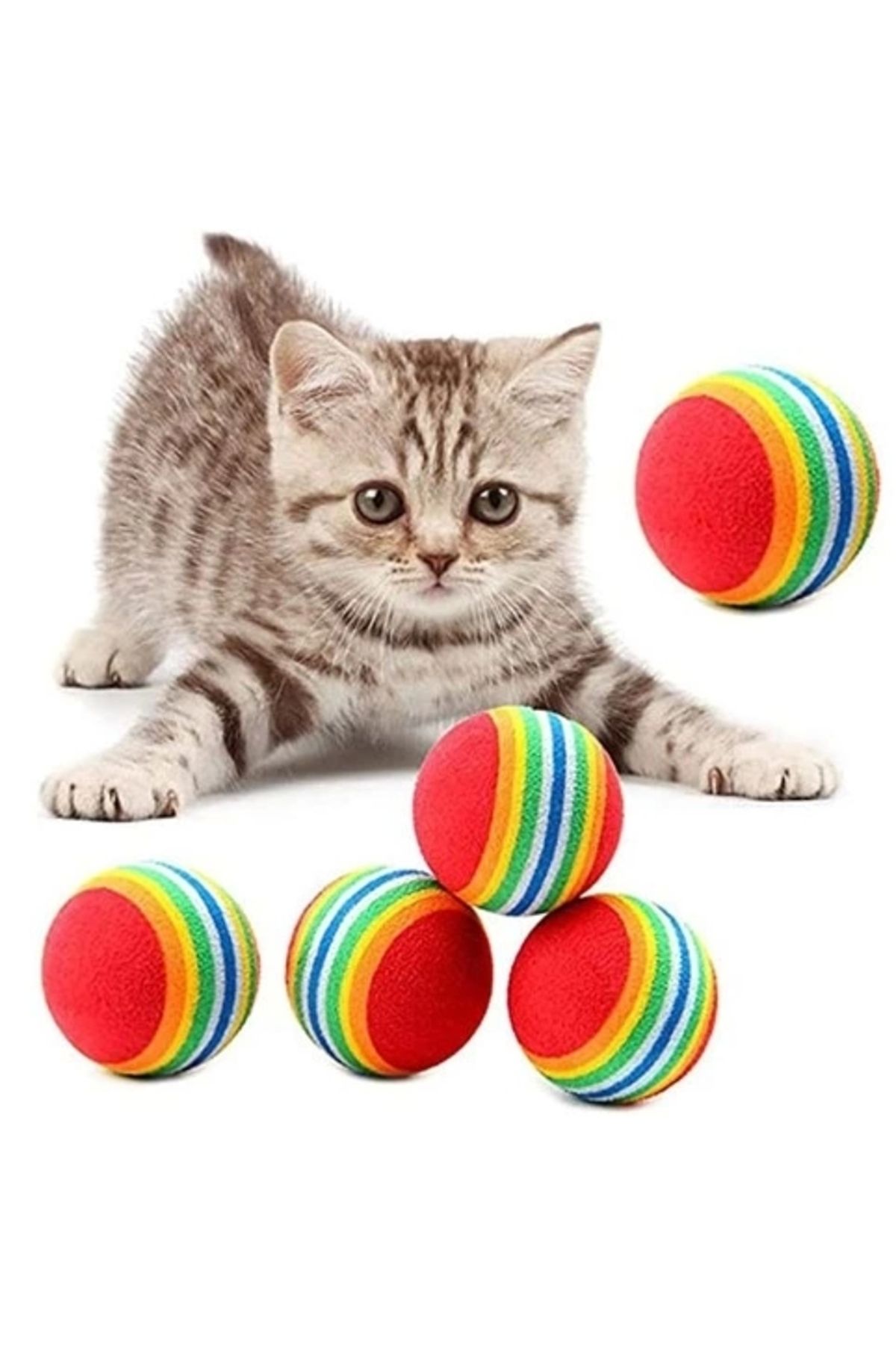 TTT 2 ADET GÖKKUŞAĞI RENKLI KEDI KÖPEK OYUN TOPU