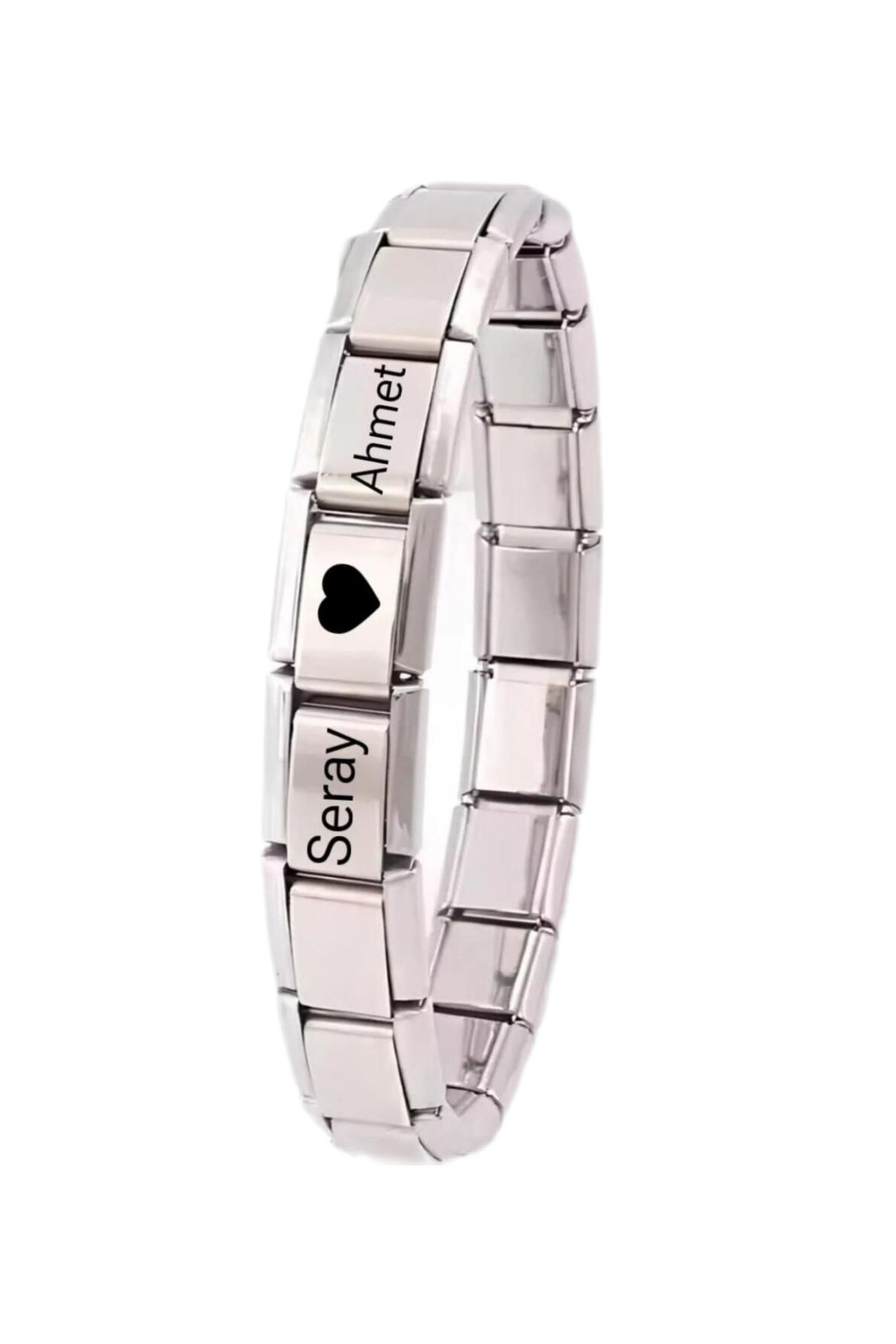 Serap Yılmaz Sahi Isimli Kişiye Özel Isim Yazılı Italyan Charm 18cm Çelik Bileklik - SYSH0507