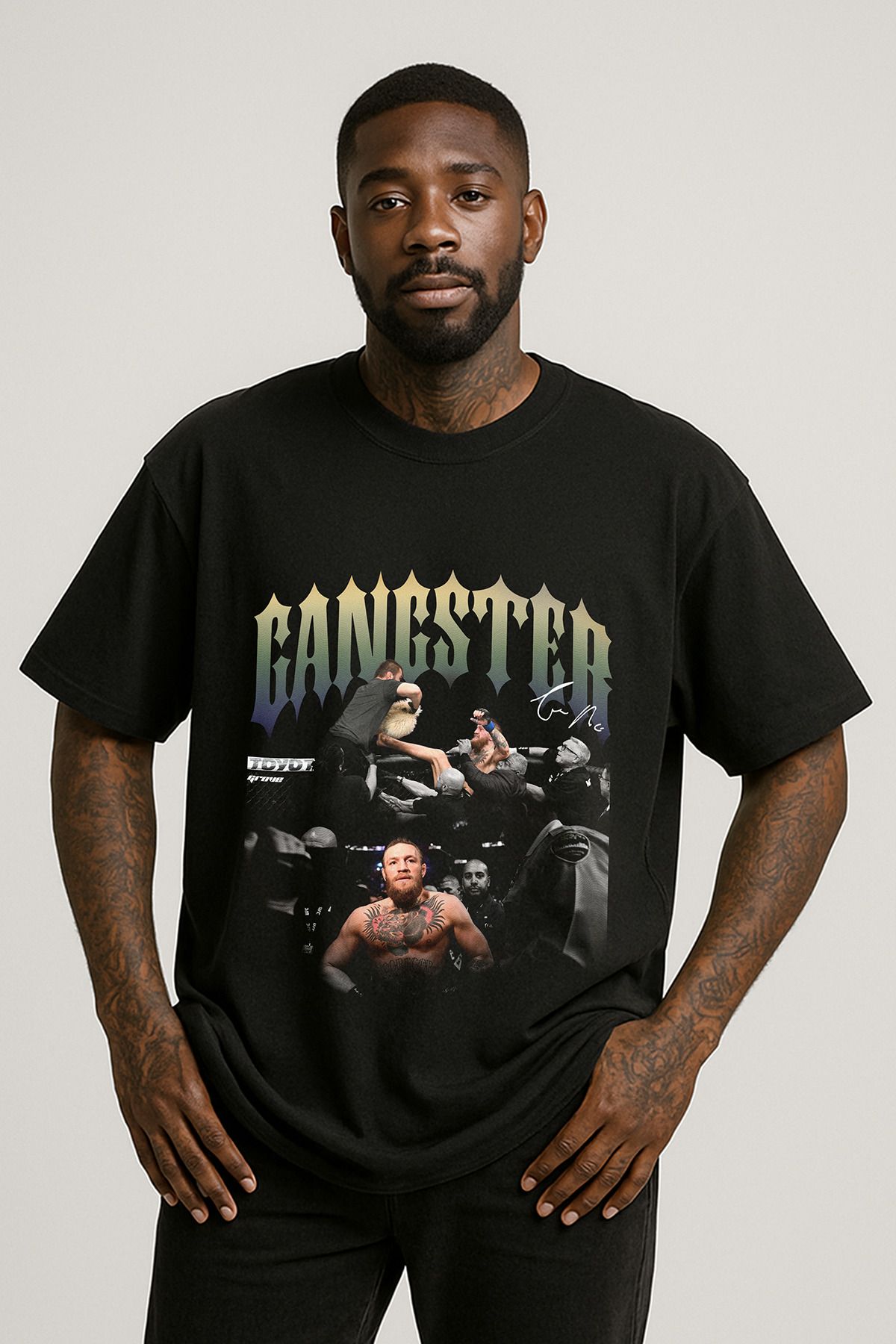 Grove Fashion Conor McGregor vs Khamzat Fight Baskılı Unisex Oversize T-Shirt