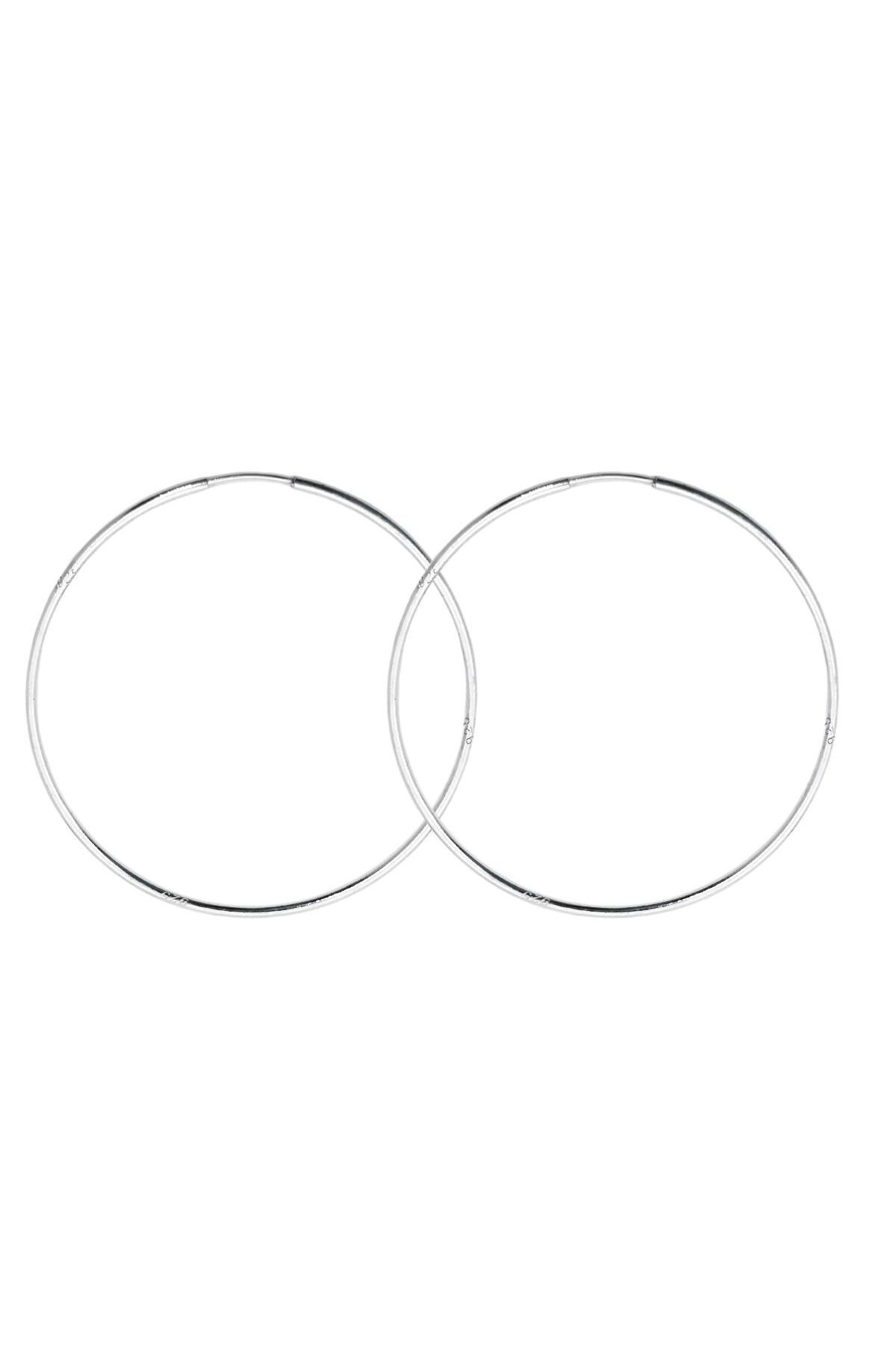 oya silver İnce Gümüş Halka Küpe 1.5mm-6x6CM