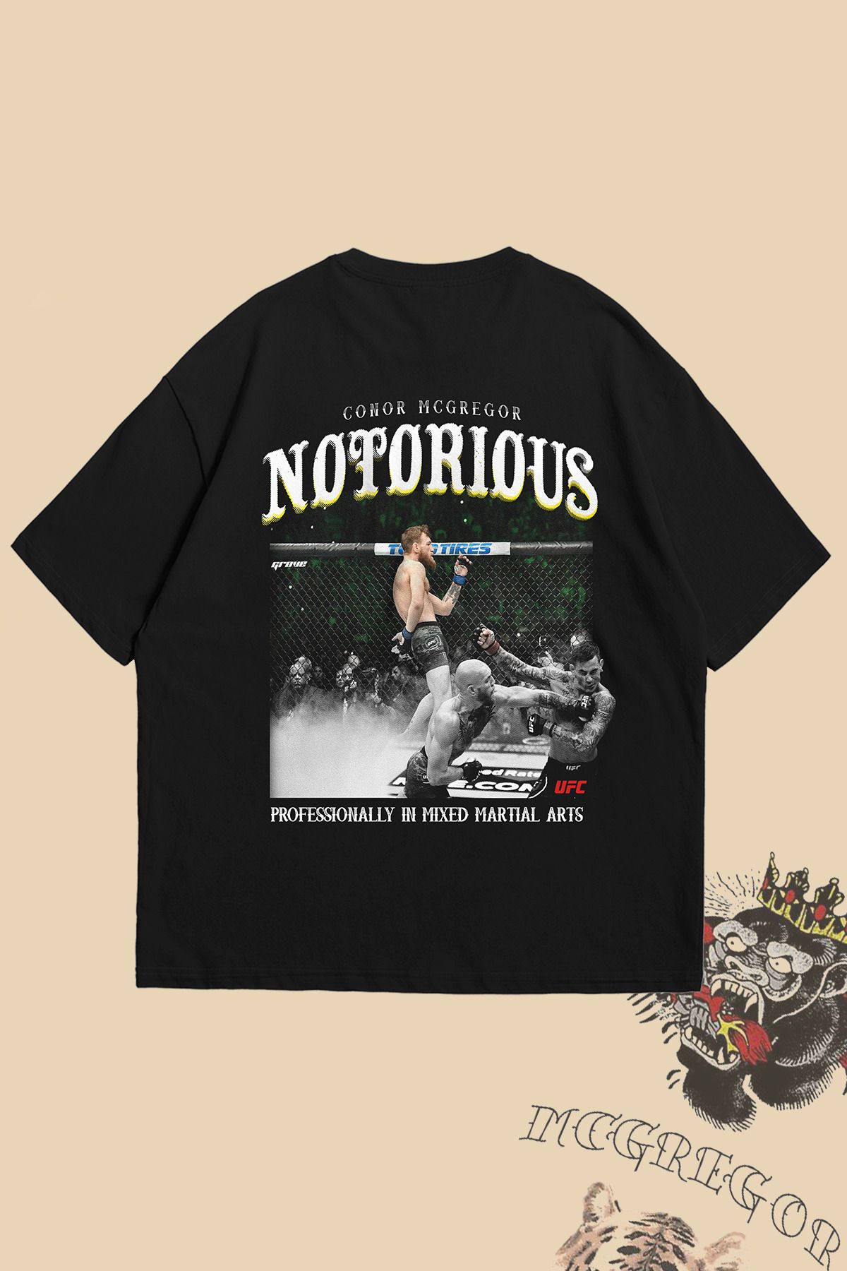 Grove Fashion Conor McGregor Ön ve Arka Baskılı Unisex Oversize T-Shirt