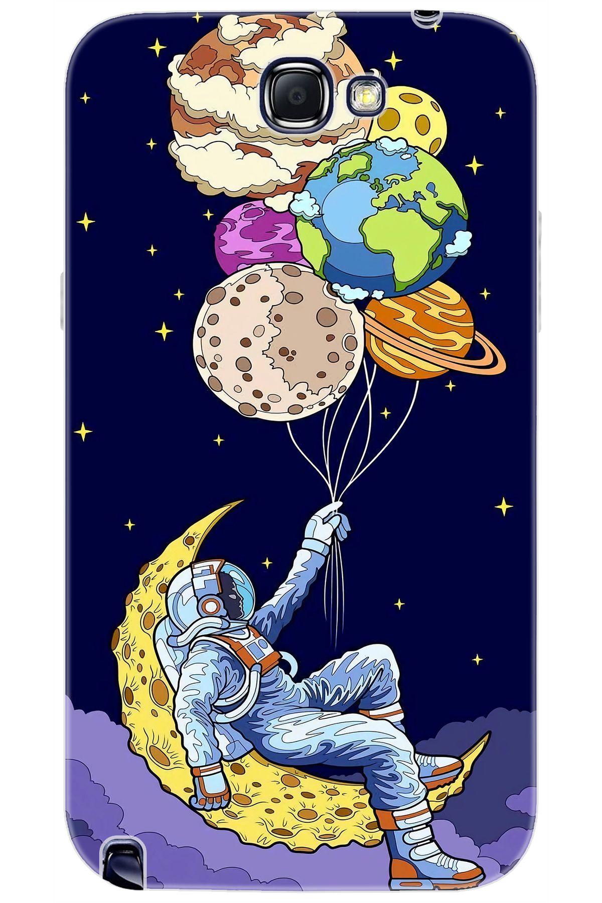 Ceppare Samsung Galaxy Note 2 (GT-N7100) Uyumlu Kılıf Desenli Silikon Astronot STK:729 CP-K0wQcmL